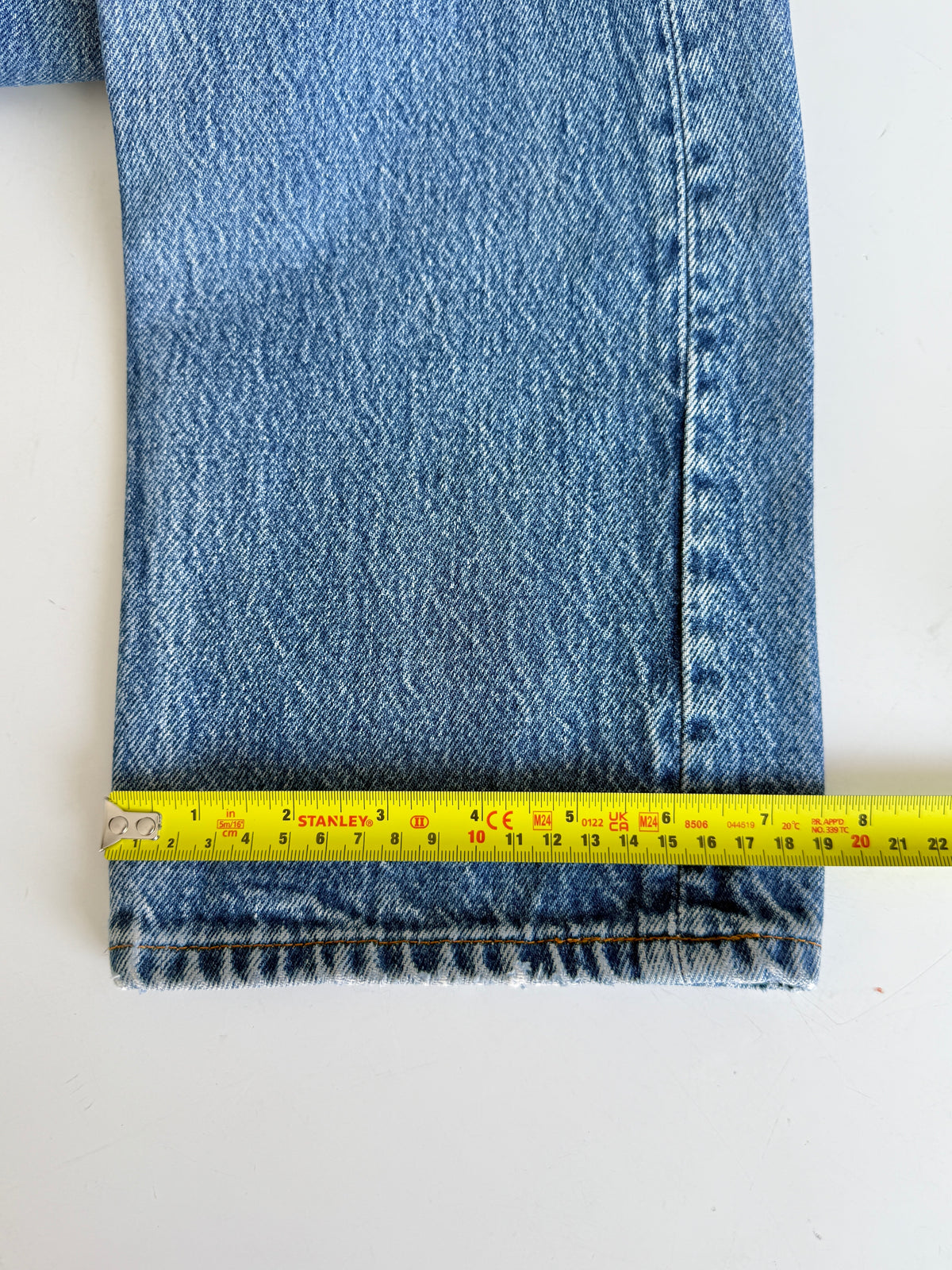 Re done denim W25 L30 vintage Levis 501 medium blue 23/25” measured waist 501s 80s USA