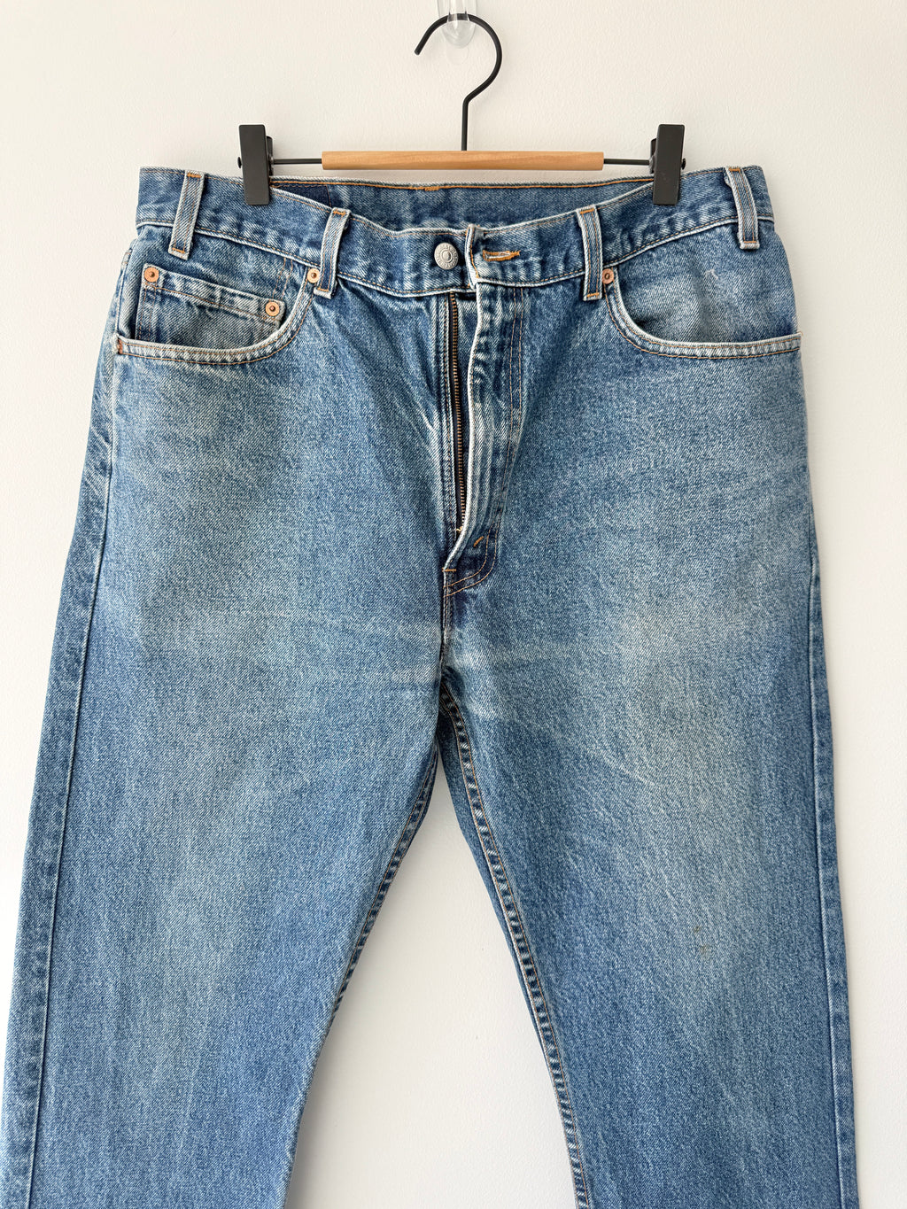 W34 L29 vintage Levis 505 32/34” measured waist dark faded USA 90s 505s