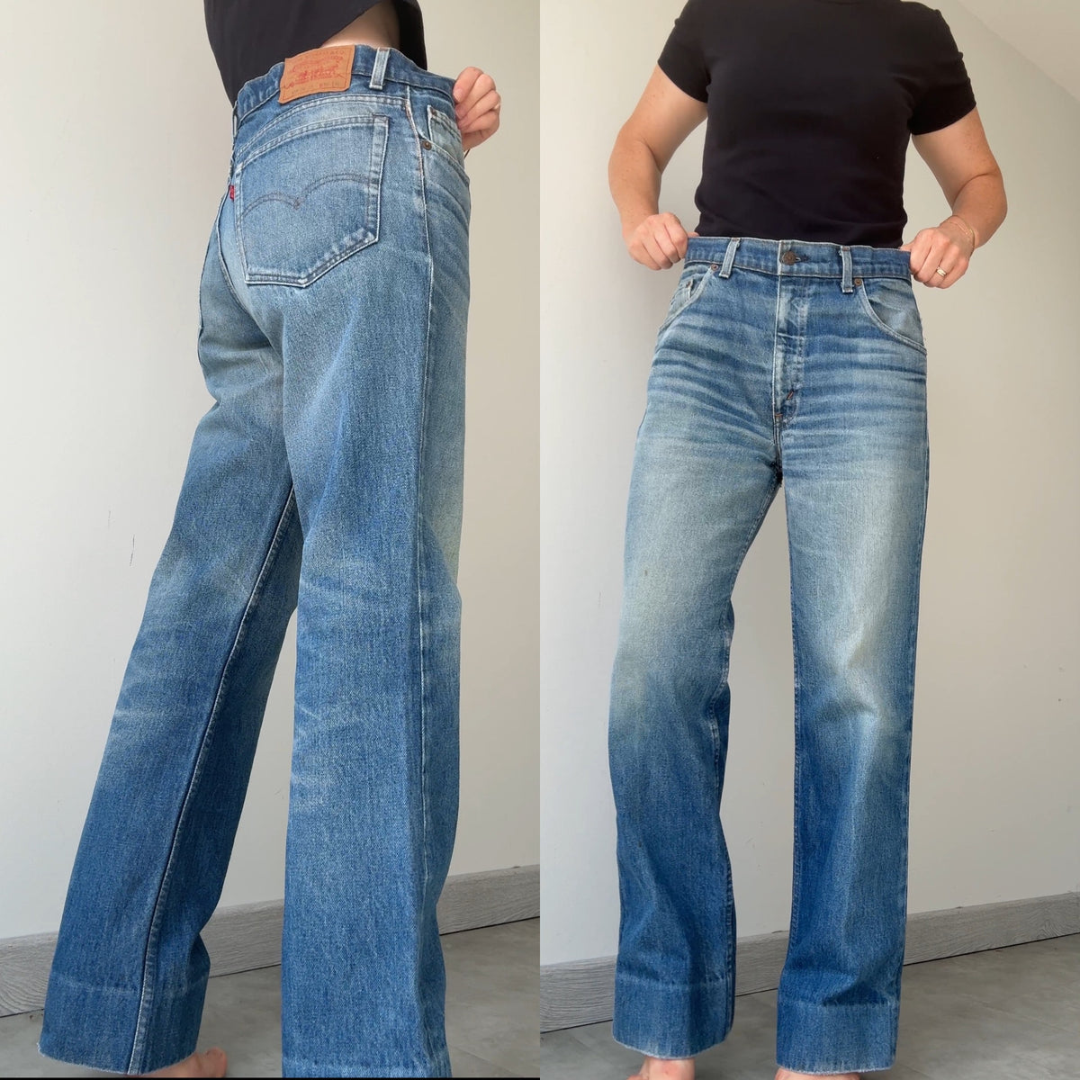 W34 L29 vintage Levis 603 33/34” measured waist dark blue faded whiskers  70s 603s