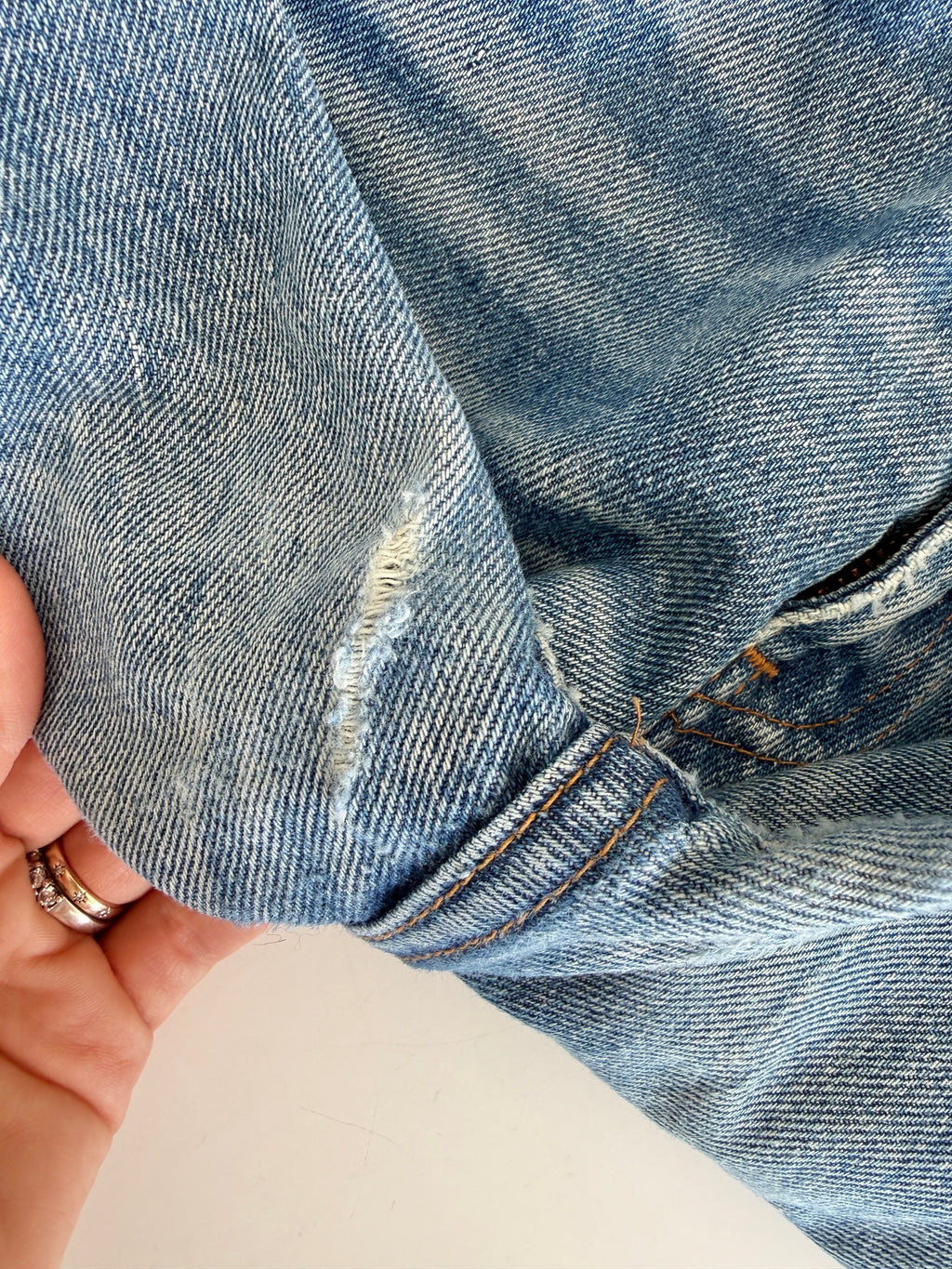 W34 L29 vintage Levis 603 33/34” measured waist dark blue faded whiskers  70s 603s