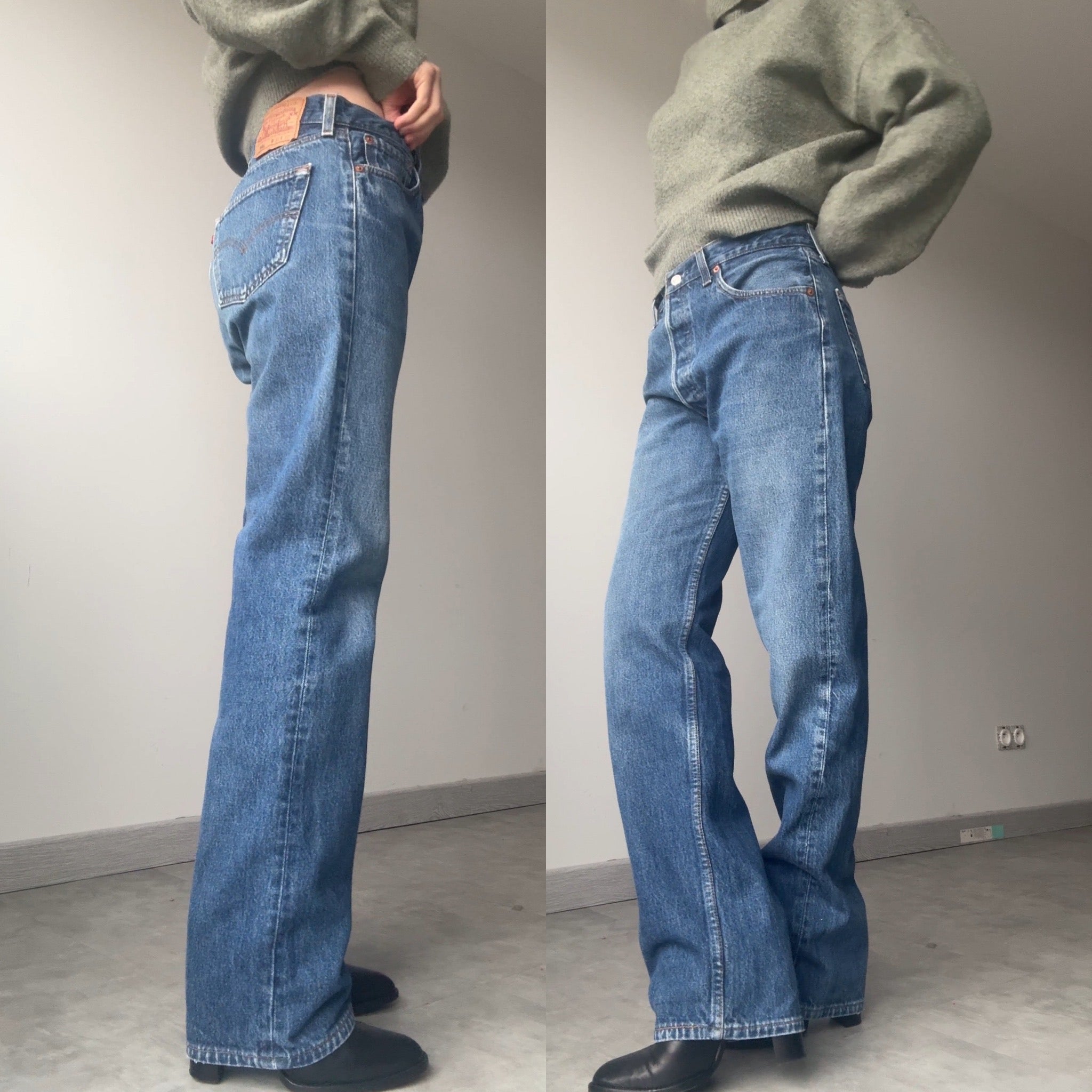 W31 L31 vintage Levis 501 30-31”measured dark faded blue 90s USA 501s