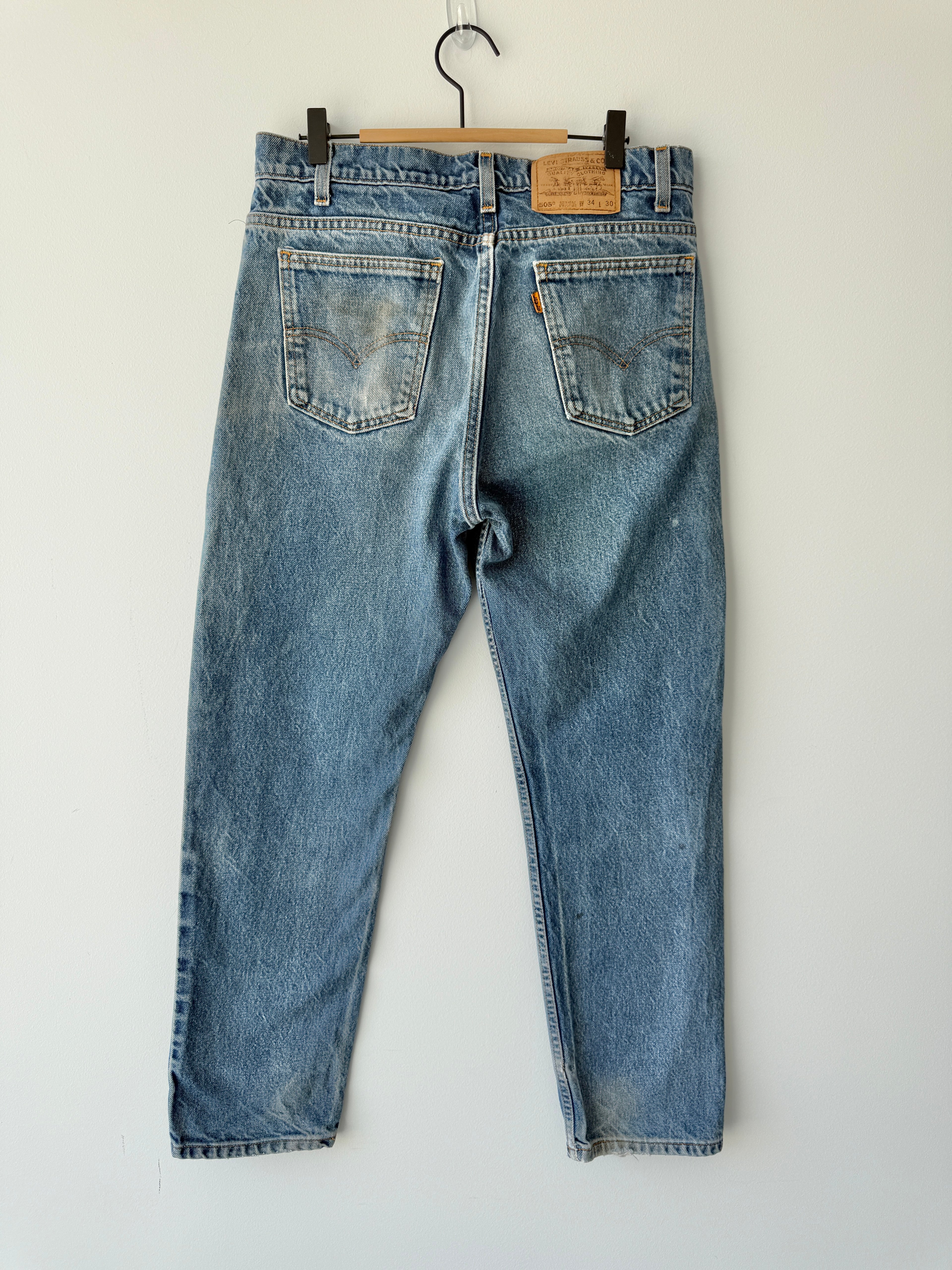W32 L29 vintage Levis 505 31/32” measured waist dark fade blue faded  90s orange tag USA 505s