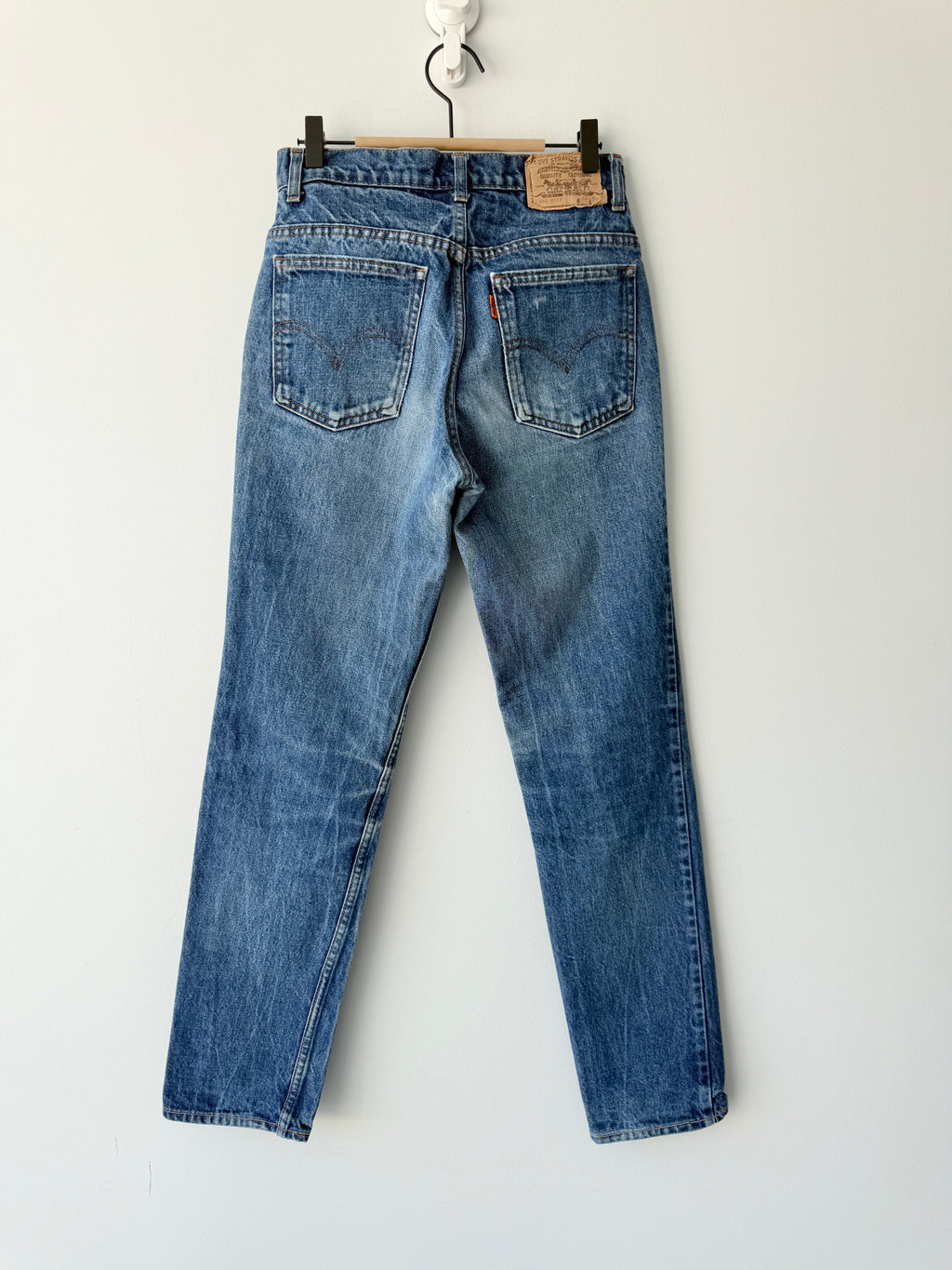 W27 L30 vintage Levis 631 26-27” measured dark faded blue denim orange tab 80/90s Levi’s 631s