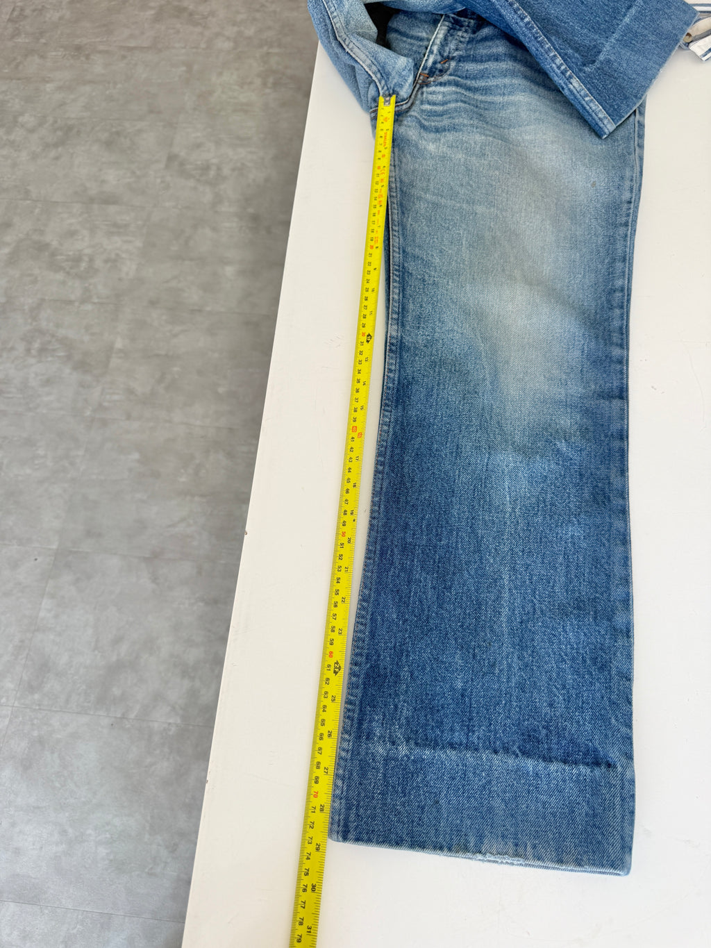 W34 L29 vintage Levis 603 33/34” measured waist dark blue faded whiskers  70s 603s