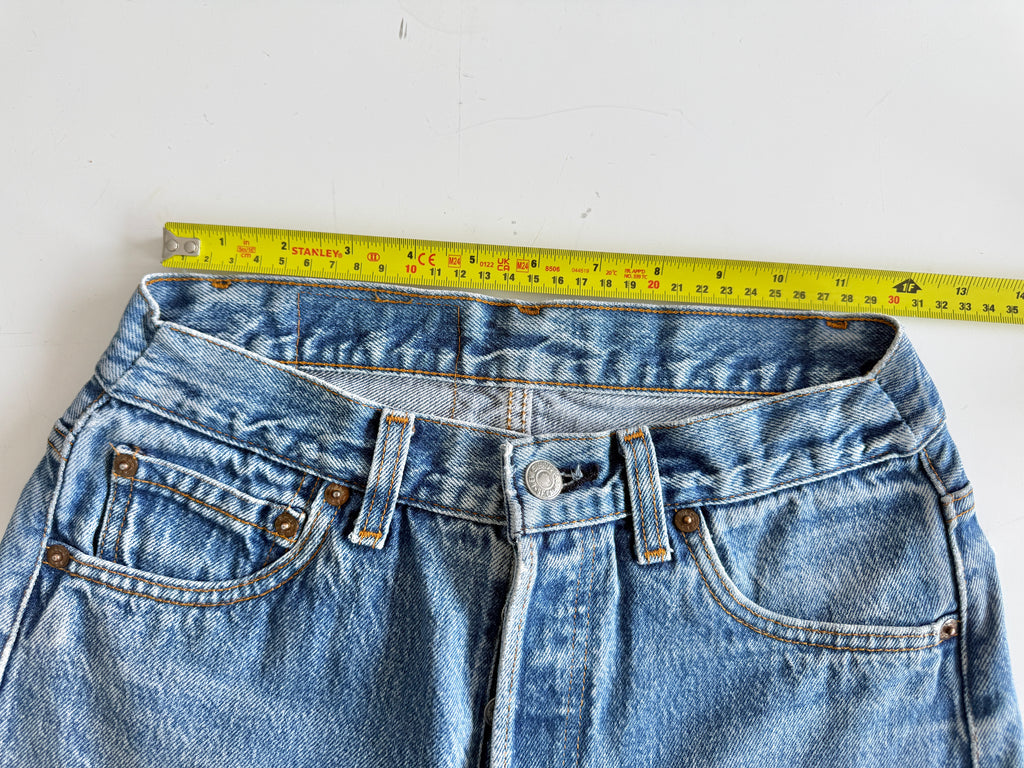 Re done denim W25 L30 vintage Levis 501 medium blue 23/25” measured waist 501s 80s USA