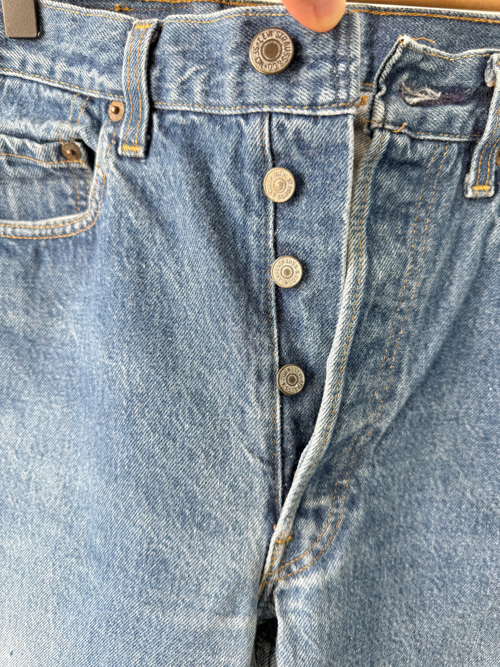 W31 L29 vintage Levis 501 29/31” measured raw blue denim faded blue 80’s levi’s 501s