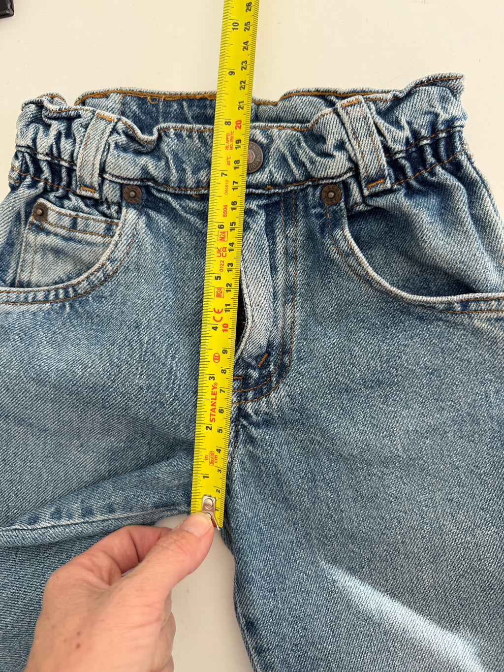 Kids Age 24 months vintage Levis 17” measured waist medium blue faded 90s denim