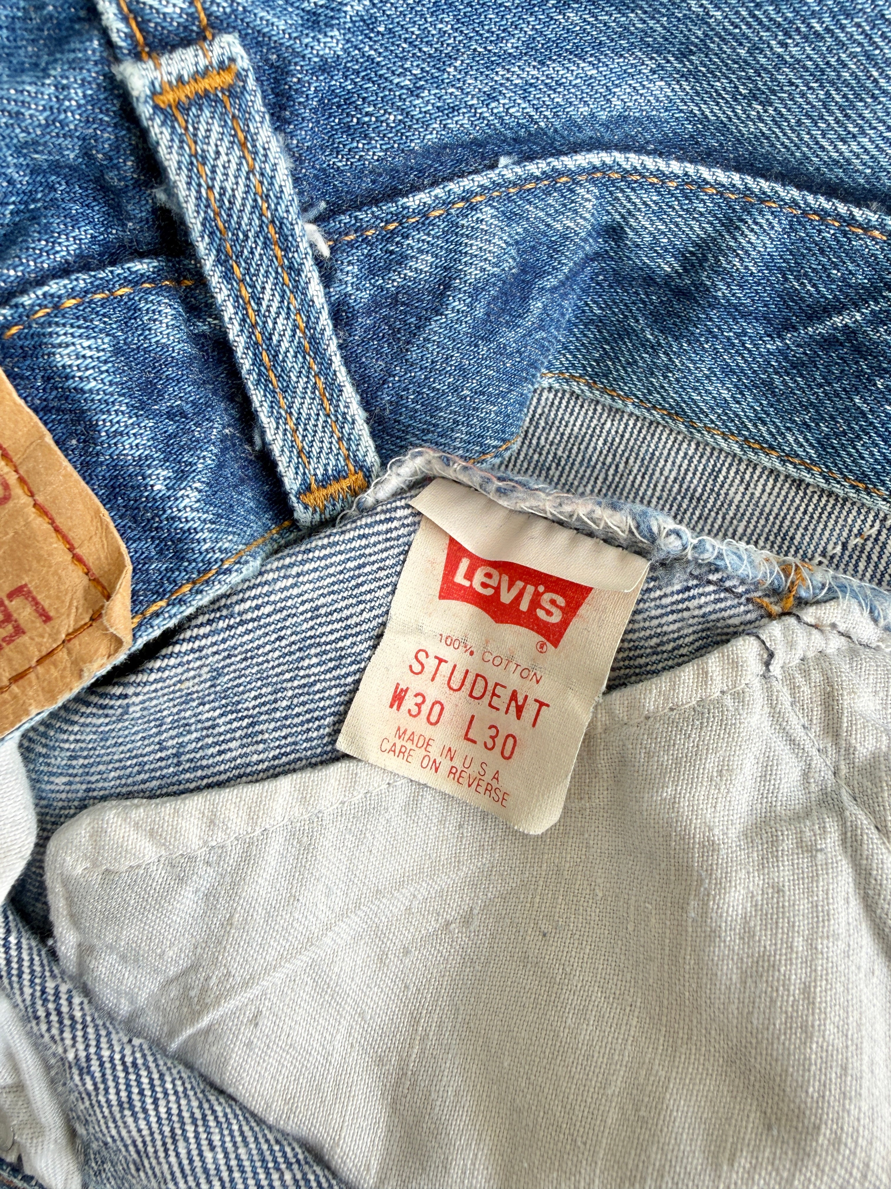 W28 L26 vintage Levis 501s 28” dark raw blue faded blue Levi’s 501 student fit early 90s