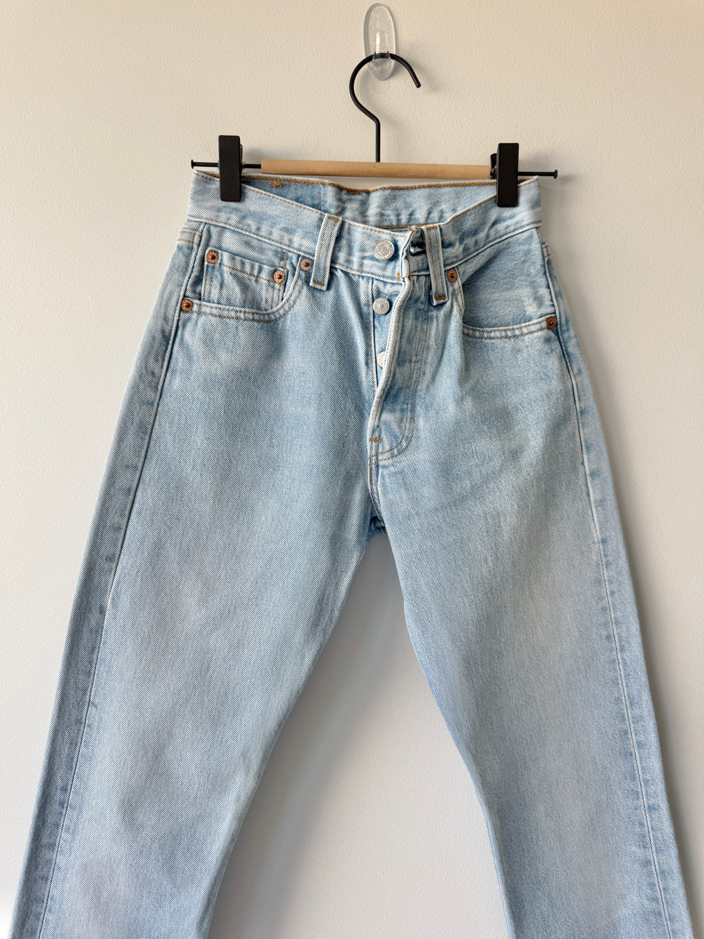 W23 L29 vintage Levis 501s 22/23” measured light blue fade 501s 90s  USA for women tag
