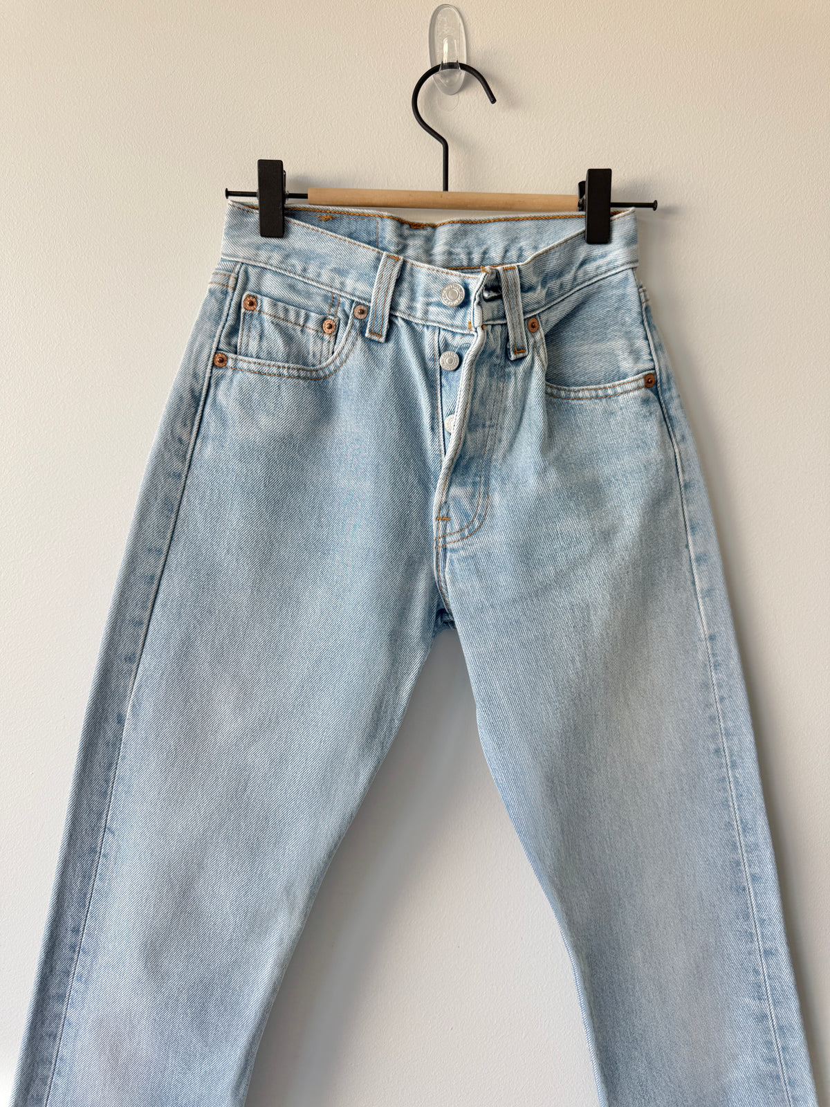 W23 L29 vintage Levis 501s 22/23” measured light blue fade 501s 90s  USA for women tag