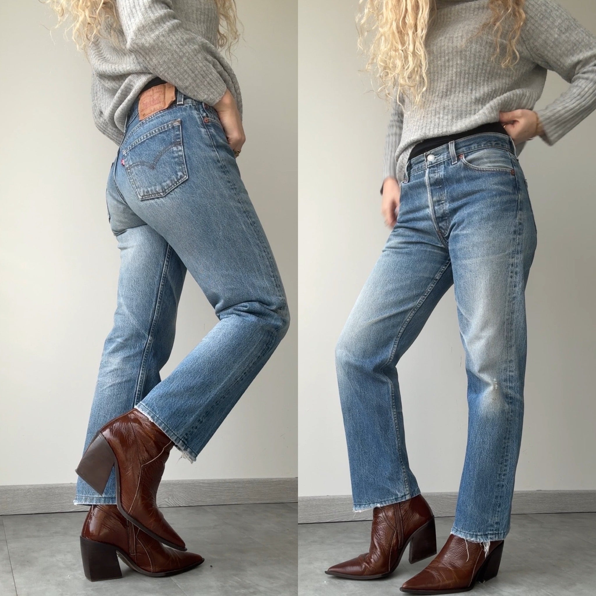 W29 L27 vintage Levis 501 28-29” dark faded whiskers blue 90s Levi’s 501s