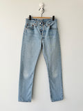 W25 L31 vintage Levis 501 25” measured light medium blue 90s Levi’s 501s USA re done