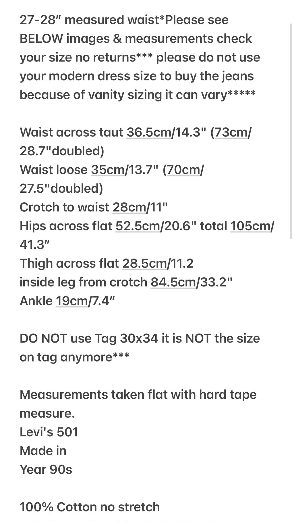 W28 L33 vintage Levis 501 27-28” measured light faded blue made in 90s