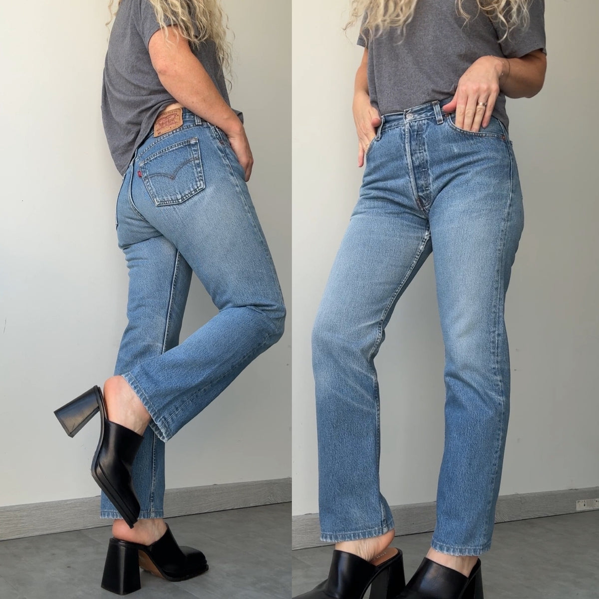 W28 L28 vintage Levis 501 medium blue 26/28” measured waist 501s Y2K