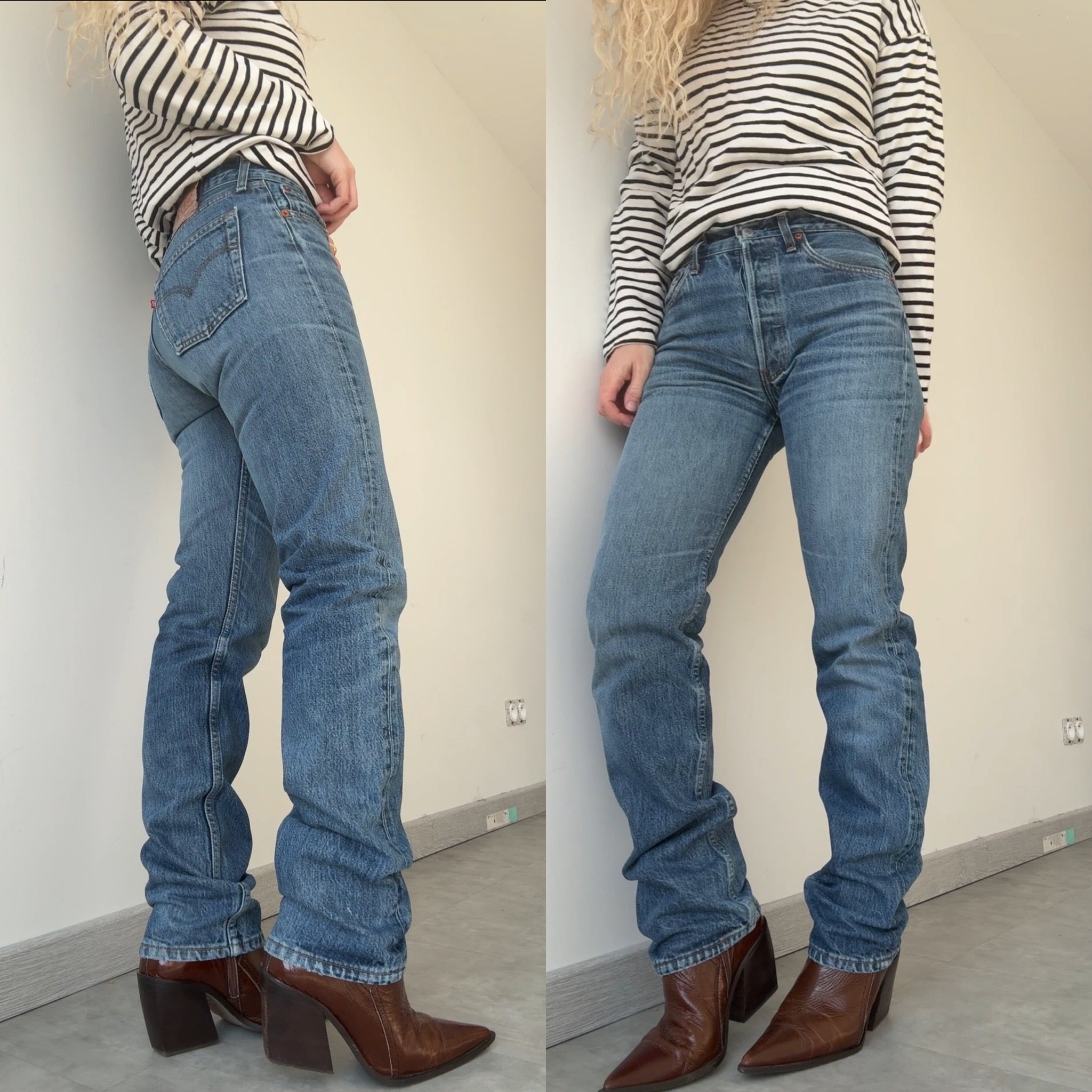 W27 L33 vintage Levis 501 27” measured medium blue denim 90s 501s