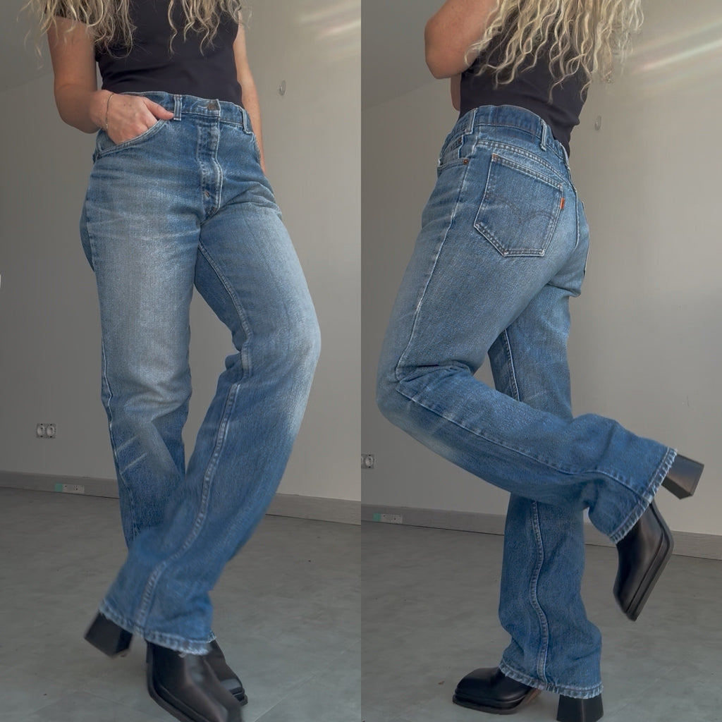 W33 L32 vintage Levis dark faded blue 32/33” measured waist late 80s levis orange tag