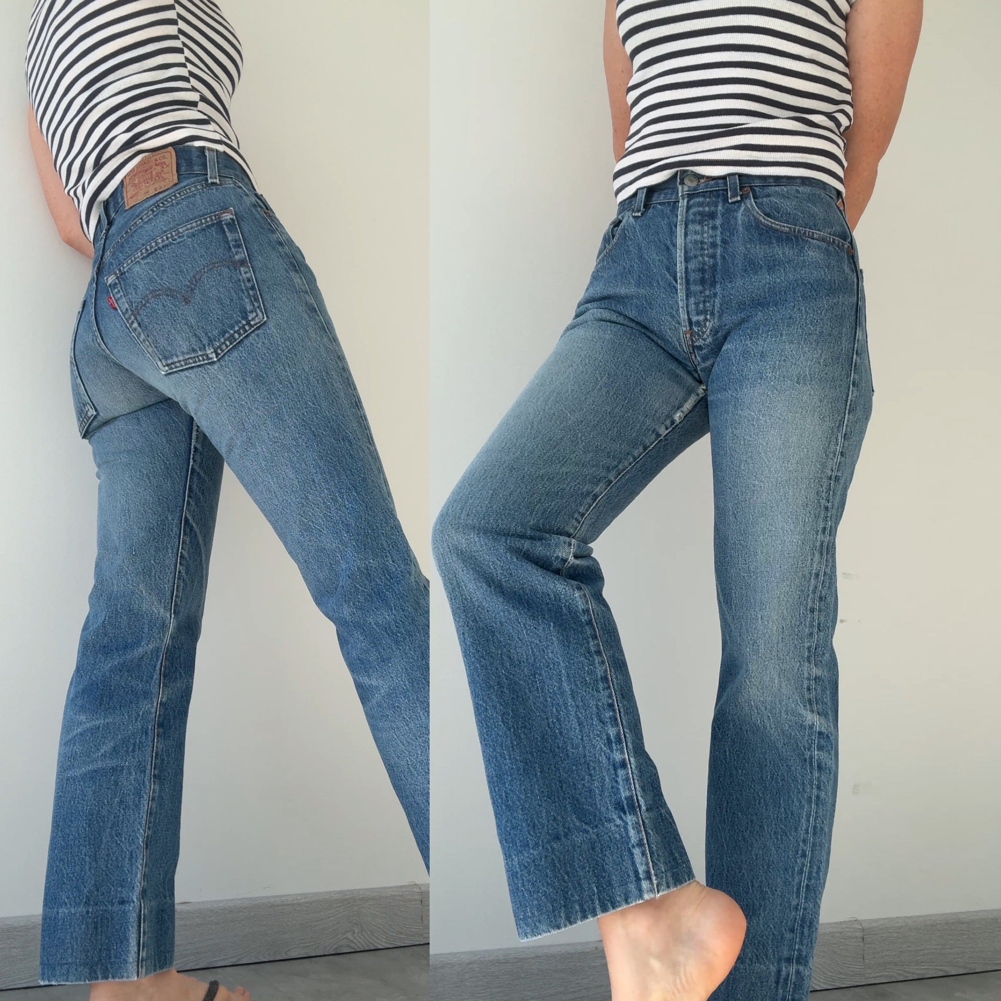 W27 L27 vintage Levis 501 26/27” measured waist dark faded blue 501s 80s