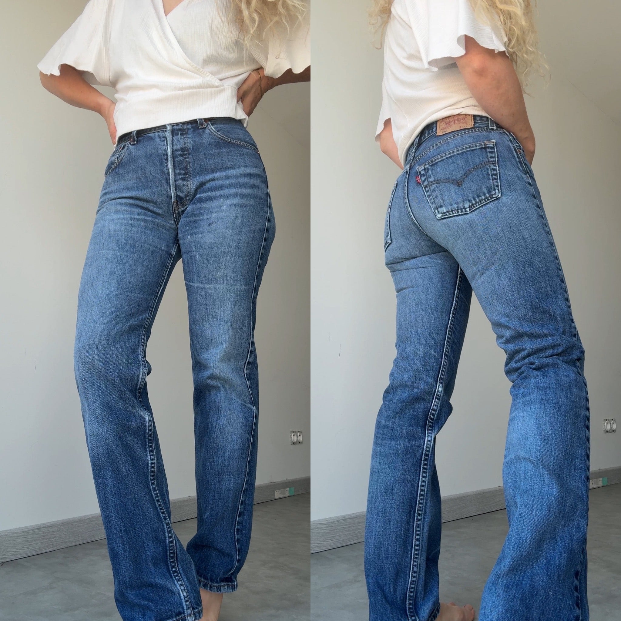 Softer W26 L29 vintage Levis 501 25/26” measured waist indigo faded blue 501s Y2K