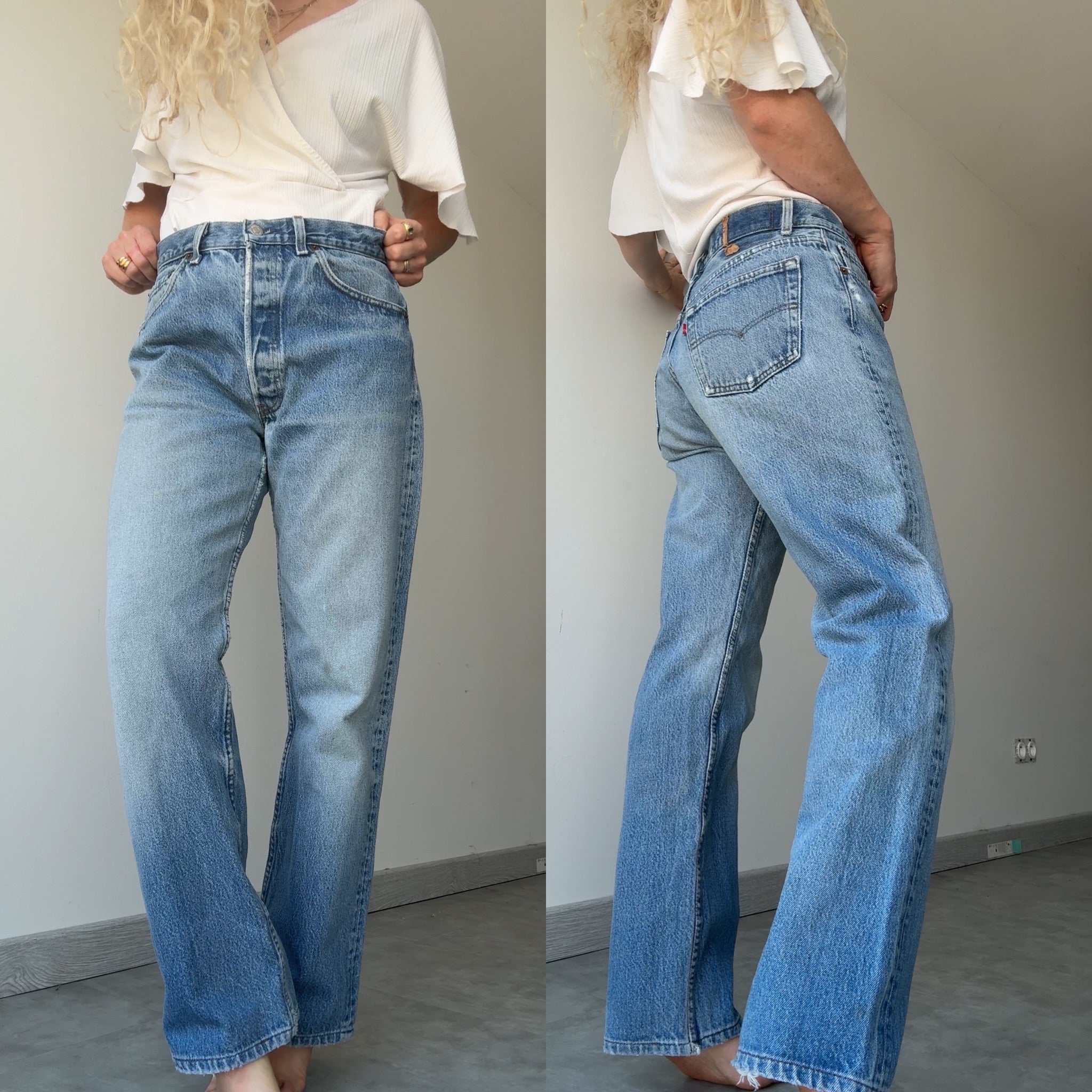 W31 L29 vintage Levis 501 30/31” measured waist medium faded blue 501s early 90s USA