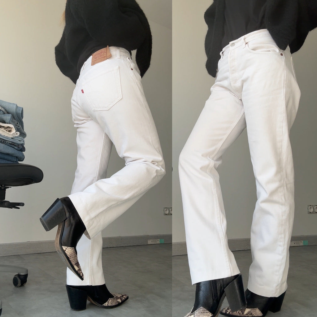 W29 L27 vintage Levis 501 28-29”” measured white denim 90s 501s
