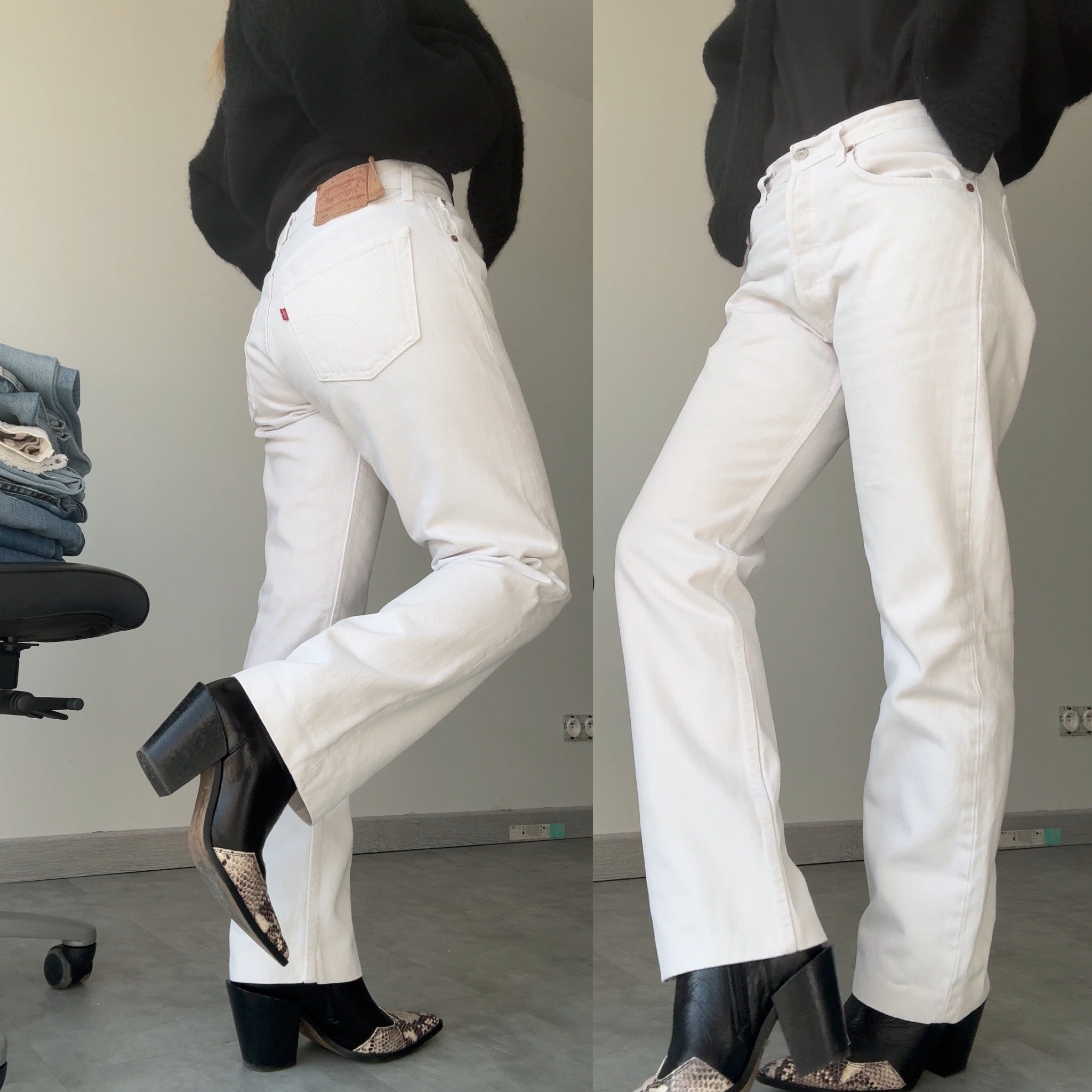 W29 L27 vintage Levis 501 28-29”” measured white denim 90s 501s