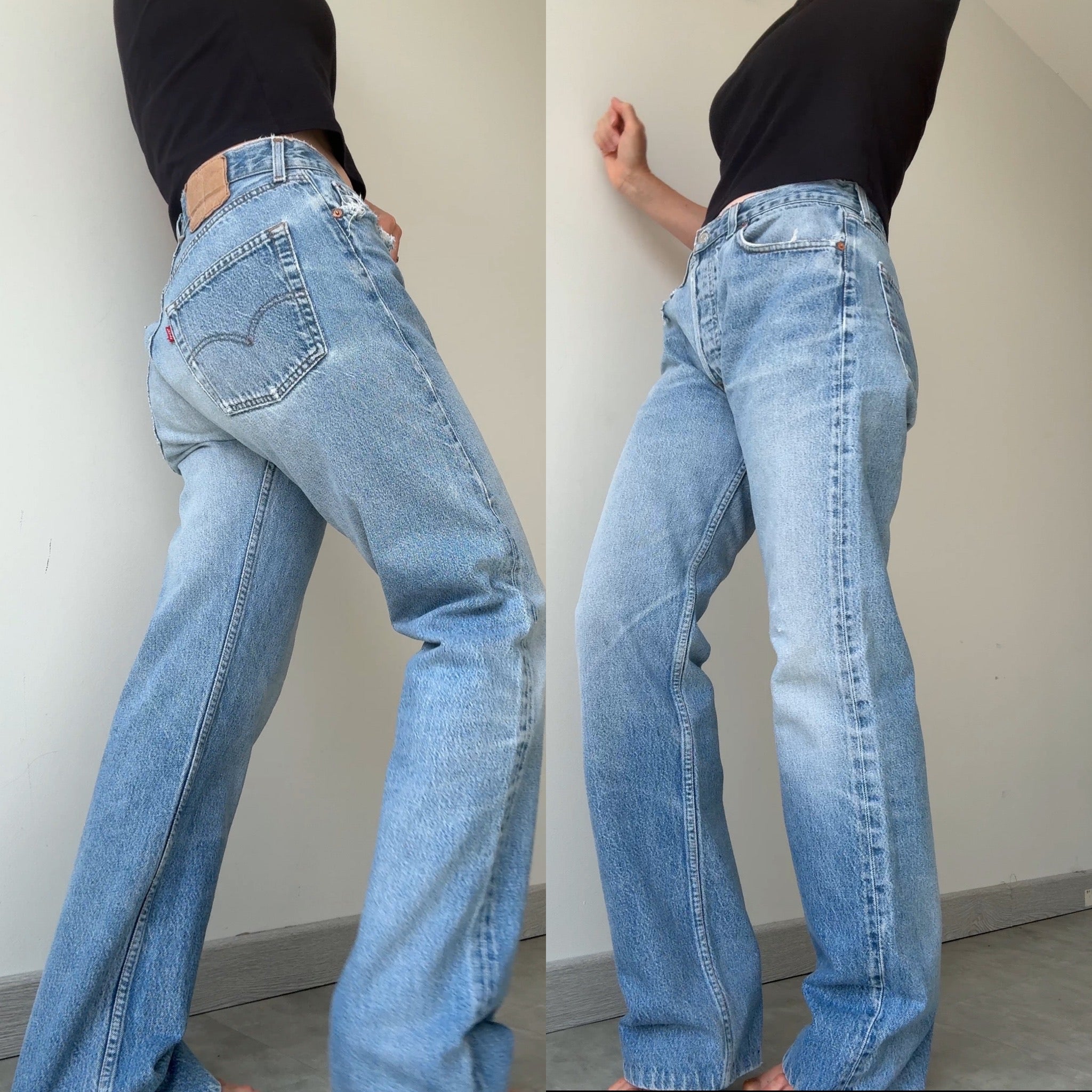 W31 L31 vintage Levis 501 30/31” measured waist light faded blue 80s 501s