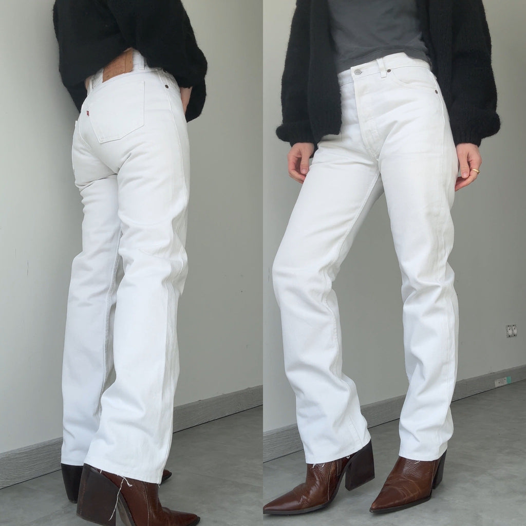 W28 L30 vintage Levis 501 27/28” measured white denim 90s Levi’s 501s USA