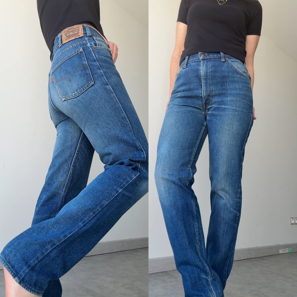 W29 L29 vintage Levis 631 28-29” measured dark faded blue denim orange tab 80/90s Levi’s 631s