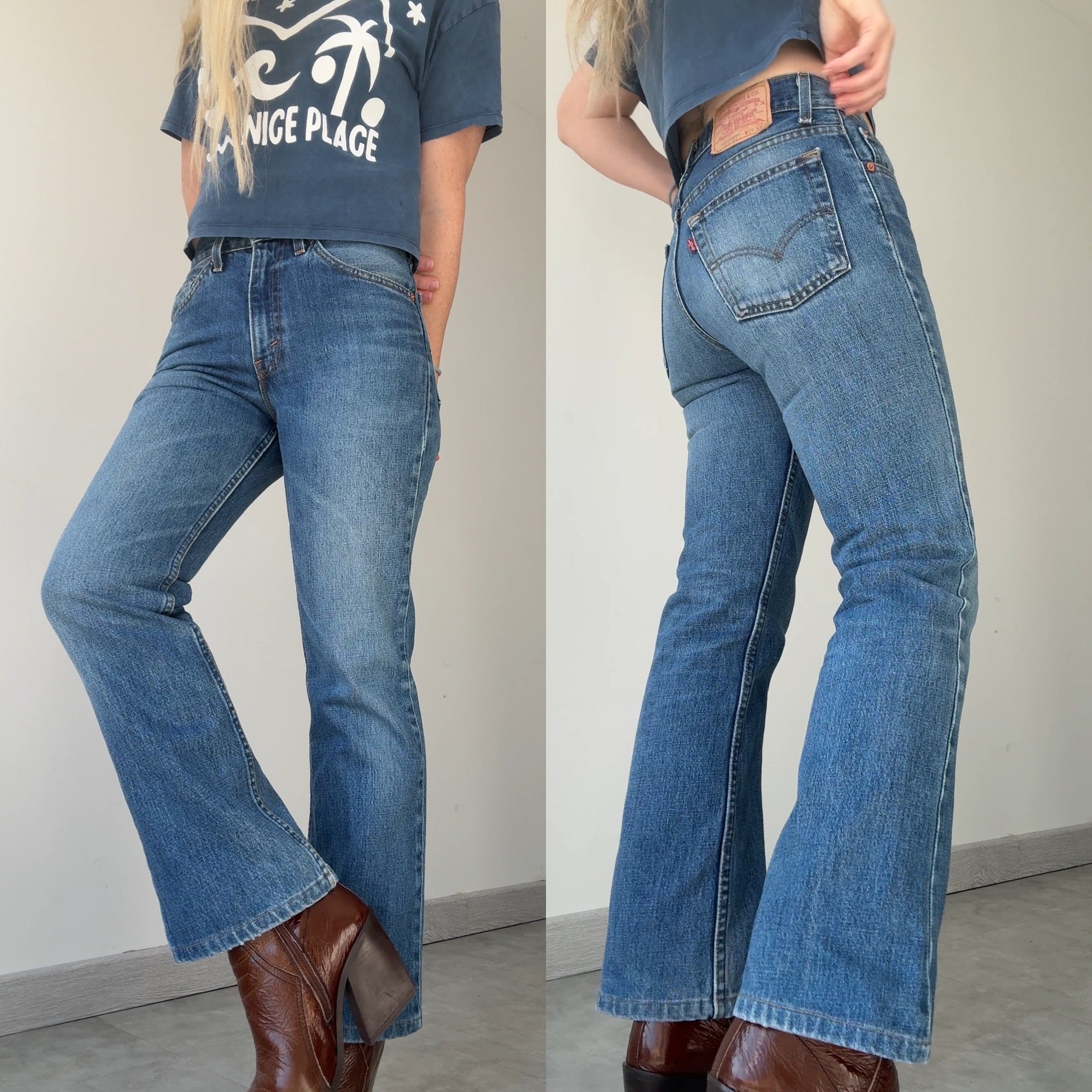 W26 L28 vintage Levis 517 26” measured dark faded blue denim Y2K Levi’s 517s wallet mark