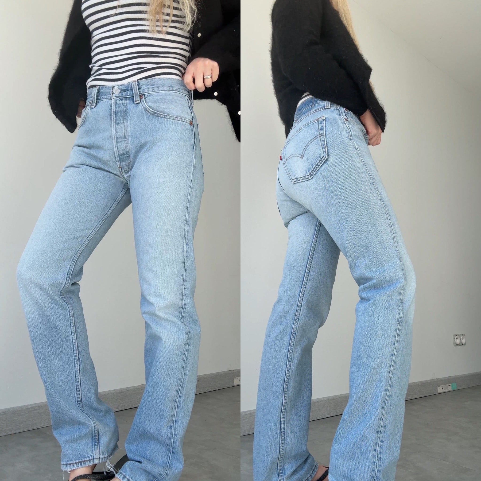 W29 L30 vintage Levis 501 28/29” measured light faded blue denim Levi’s 501s USA