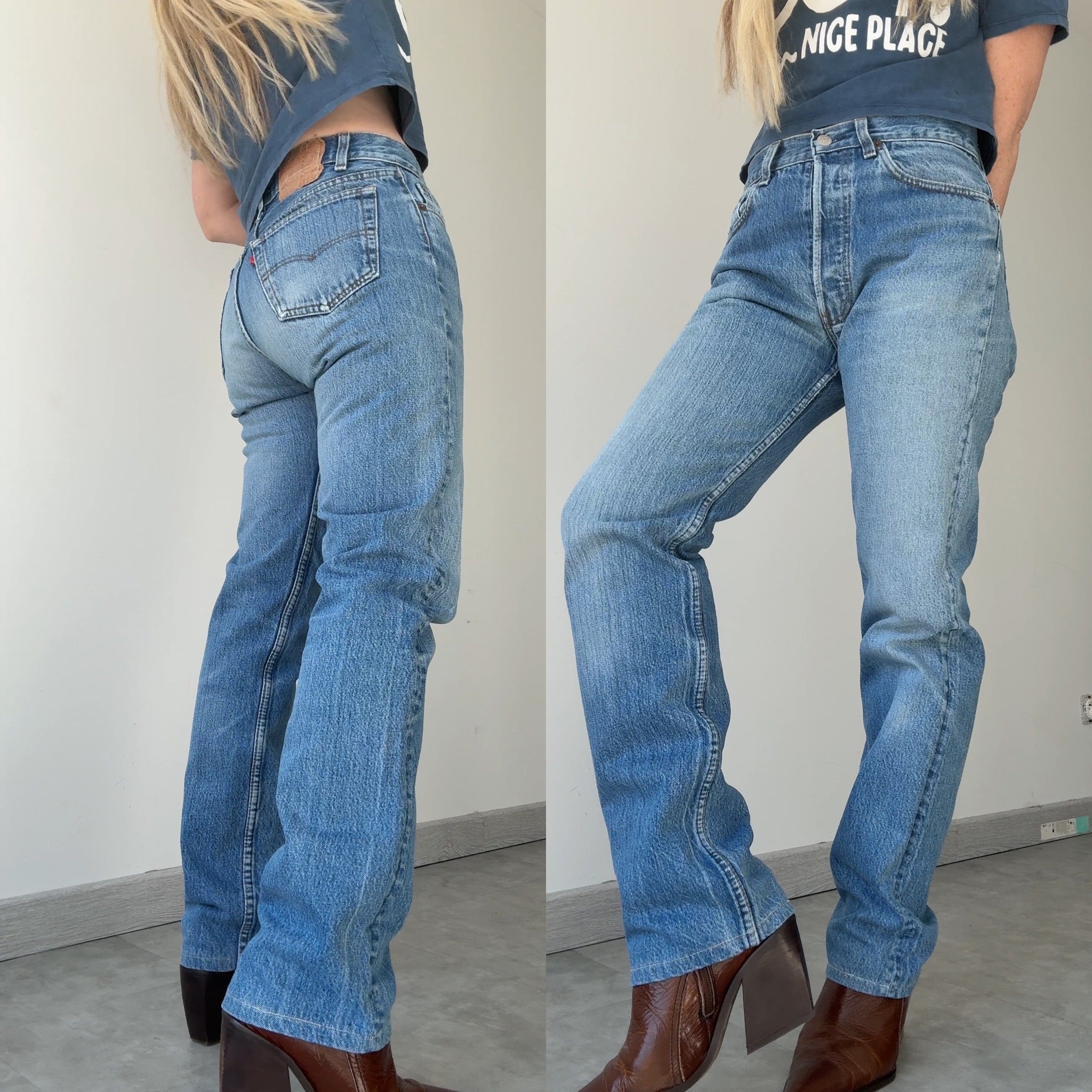 W29 L31 vintage Levis 501 29” measured medium faded blue denim Levi’s 501s USA