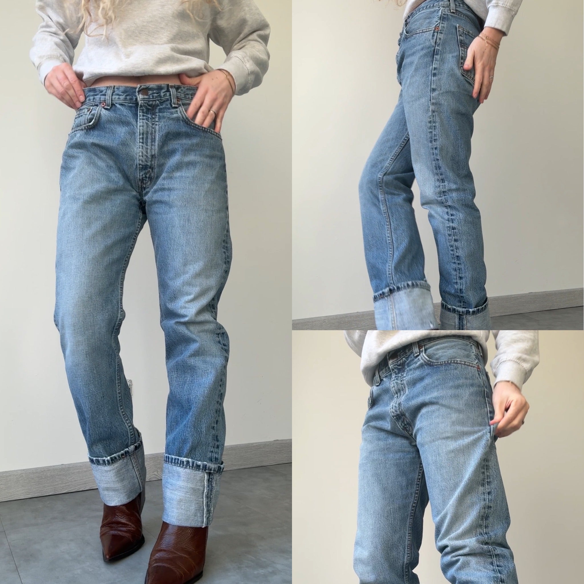 W32 L33 vintage Levis 505 31-32” measured medium faded blue 90s Levi’s 505s