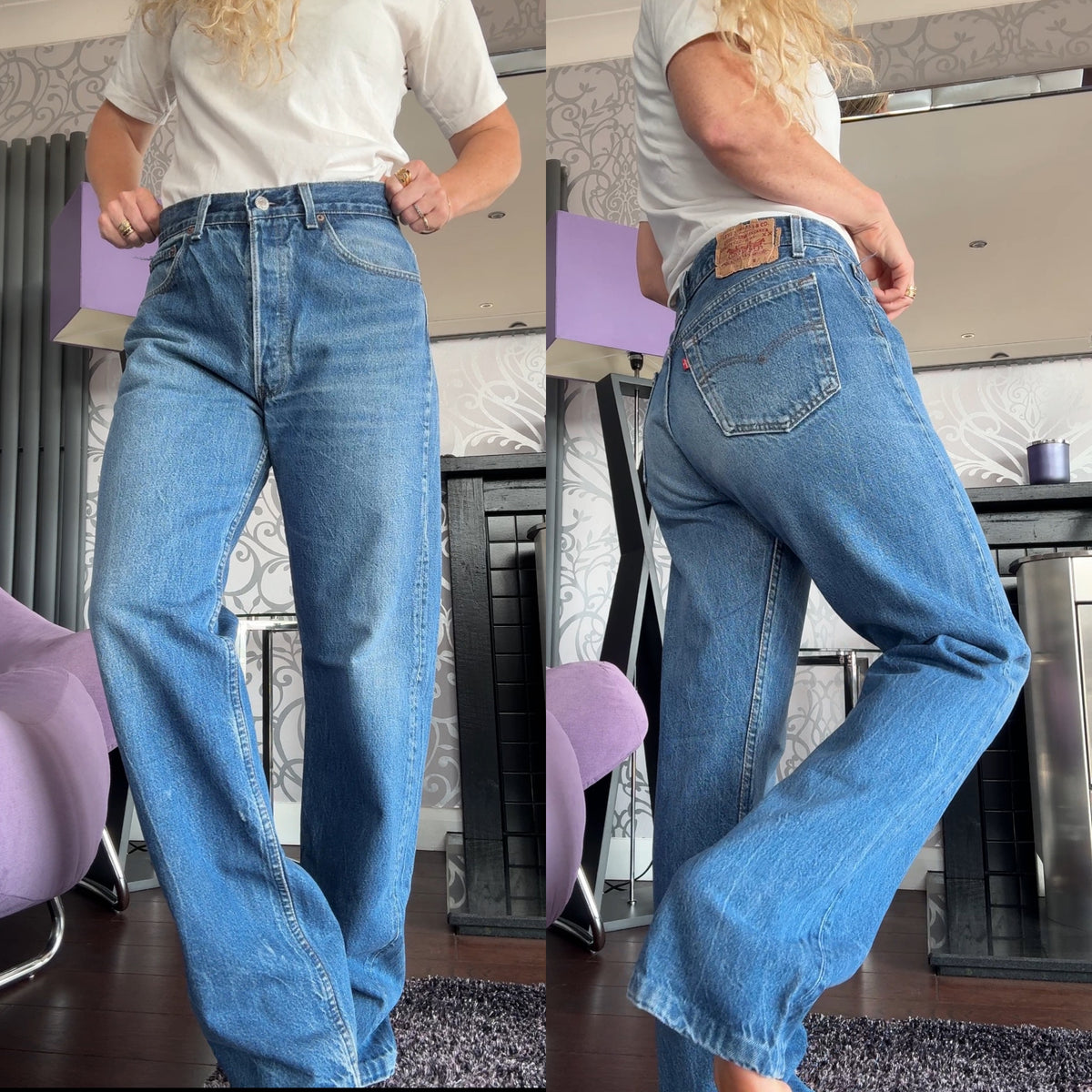 W31 L31 vintage Levis 501s 30/31” measured medium dark blue faded  early 90s 501s USA