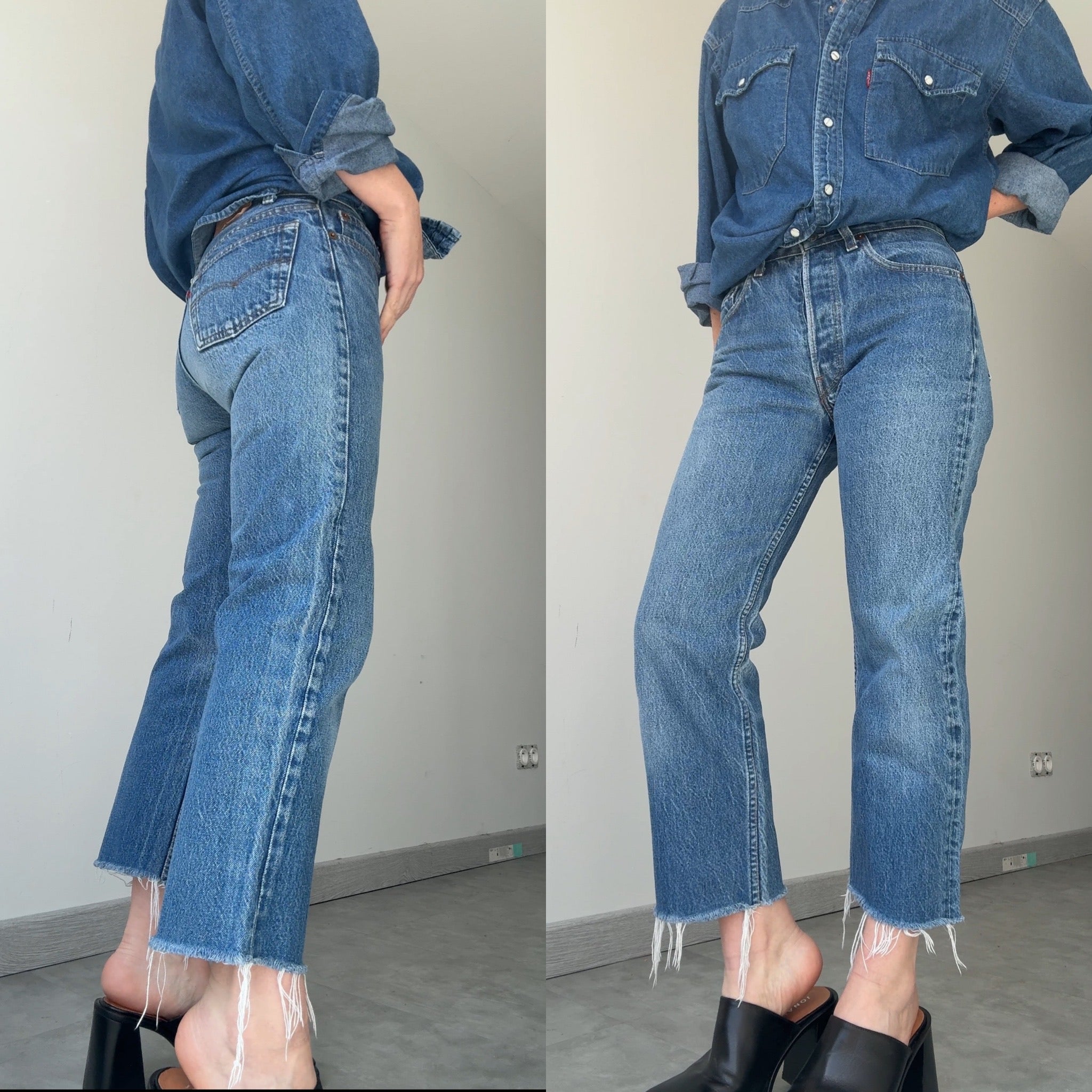 W28 L26 vintage Levis 501s 28” dark raw blue faded blue Levi’s 501 student fit early 90s