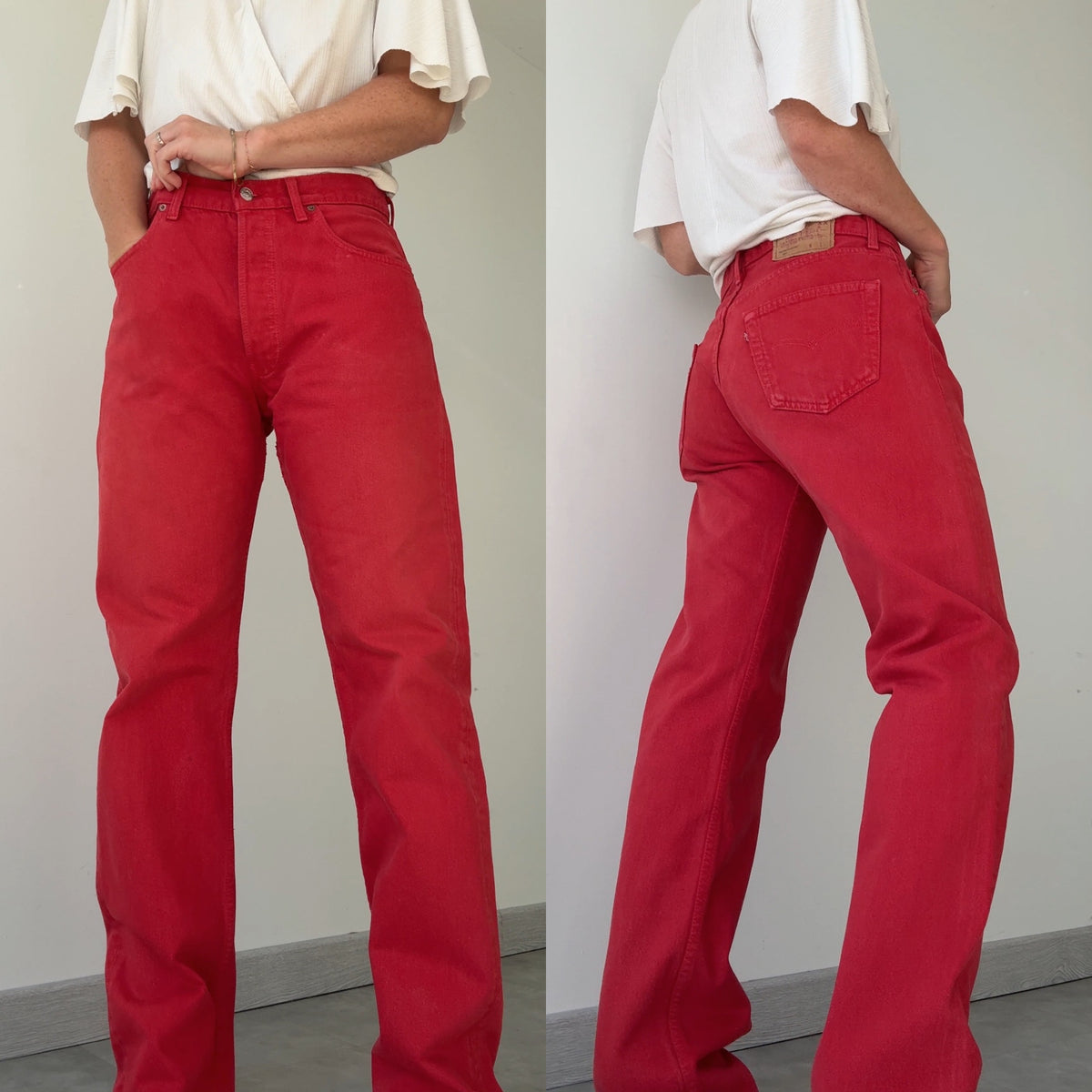 W31 L32 vintage Levis 501s 30/31” measured red denim 90s USA 501s