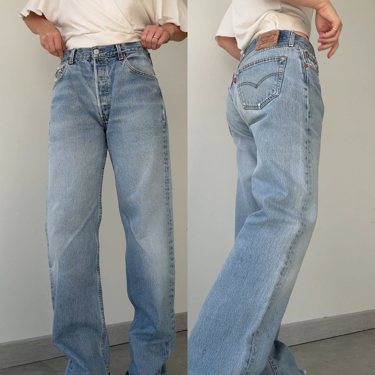 W32 L31 vintage Levis 501s 31/32” measured light medium blue faded 90s 501s