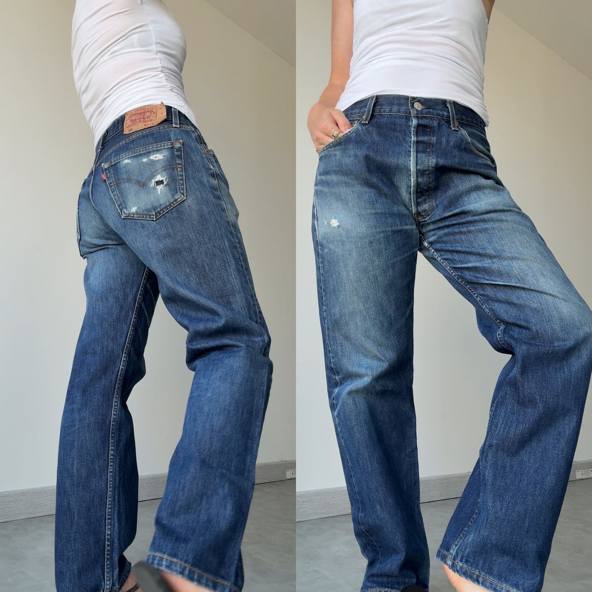 W32 L28 vintage Levis 501s 31/32” measured dark fade blue faded Y2K 501s