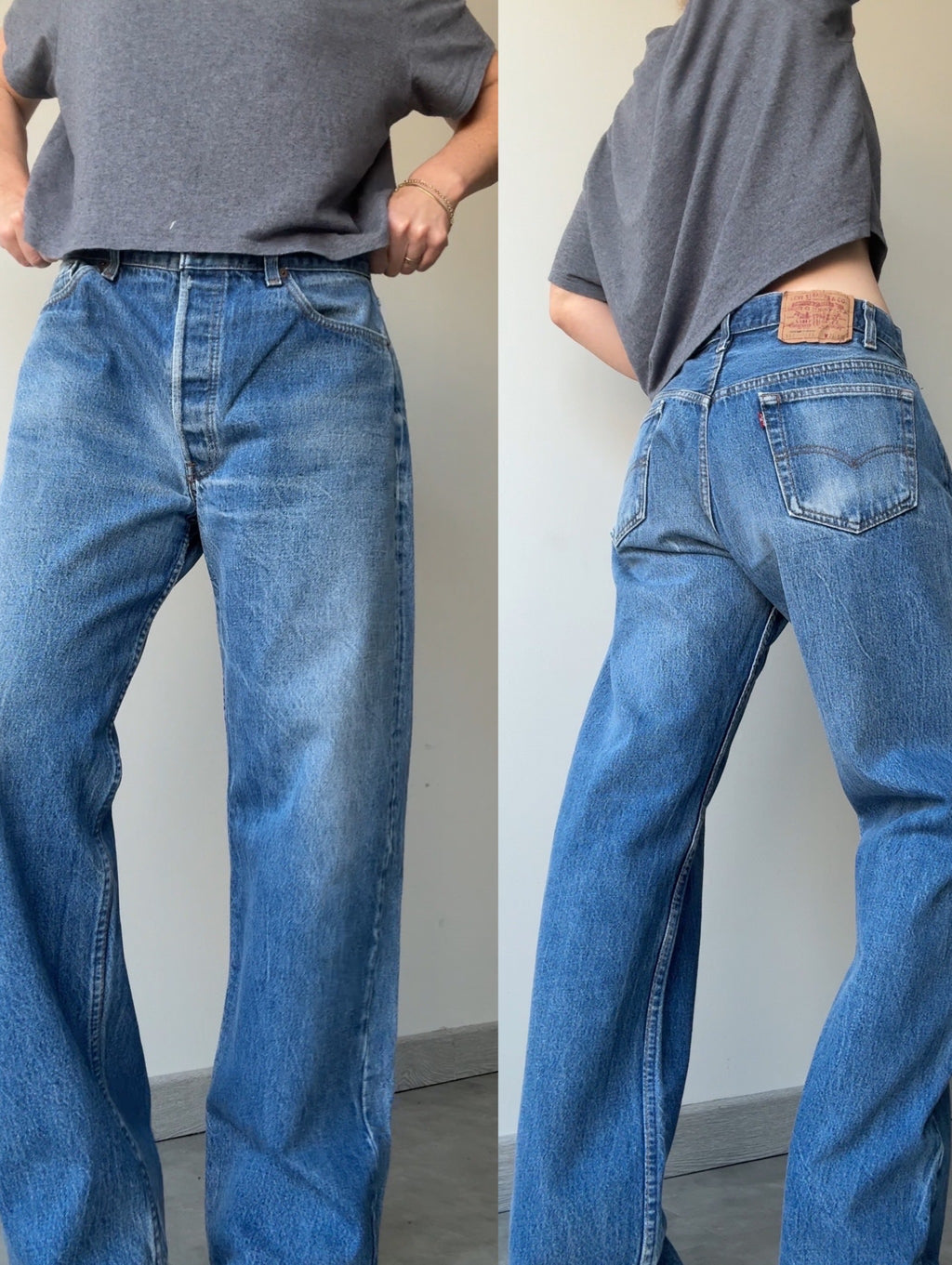 W33 L29 vintage Levis 501 32/33” dark blue faded Levi’s 501s USA 80s