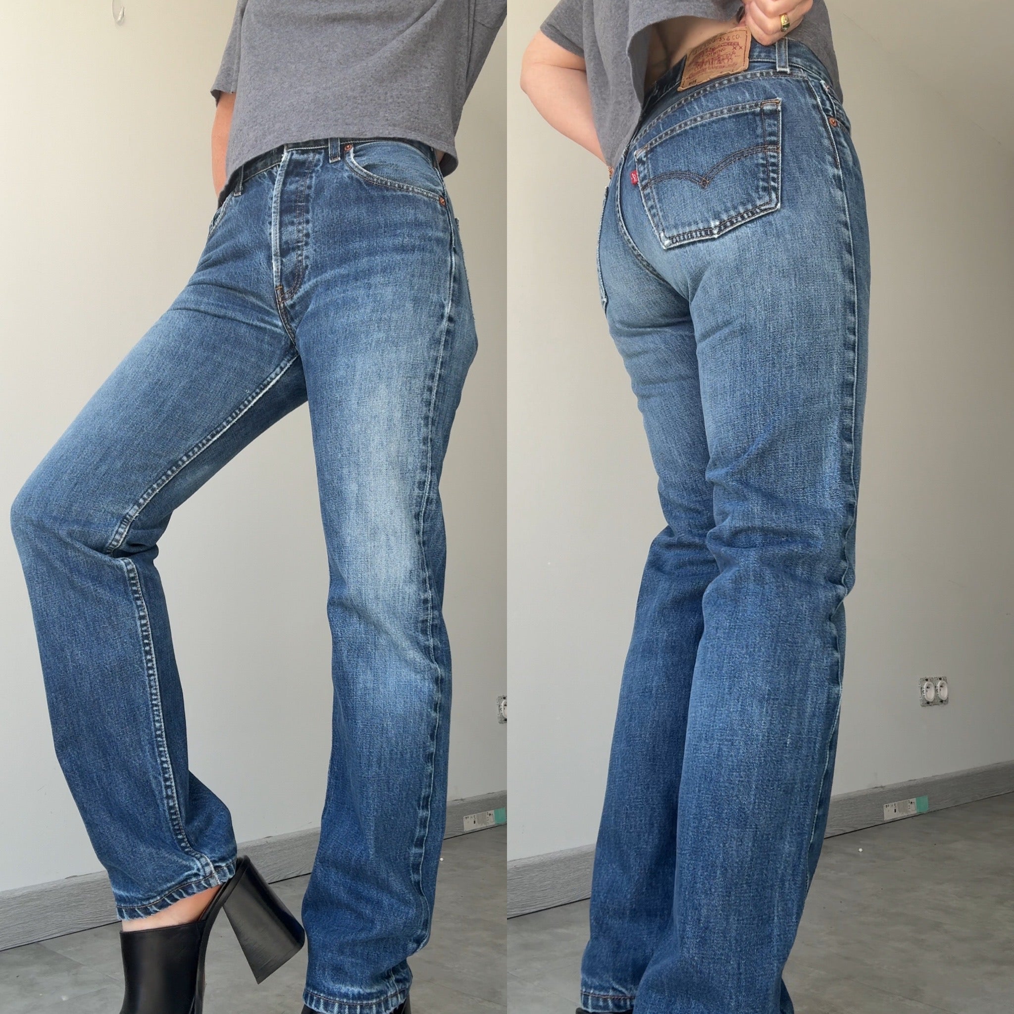 W27 L30 vintage Levis 501 26/27” measured waist dark faded blue 501s Y2K