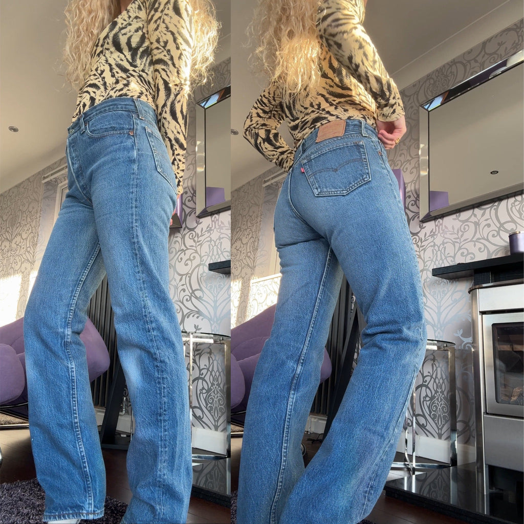W29 L30 vintage Levis 501 27-29” measured dark faded blue 80s USA Levi’s 501s