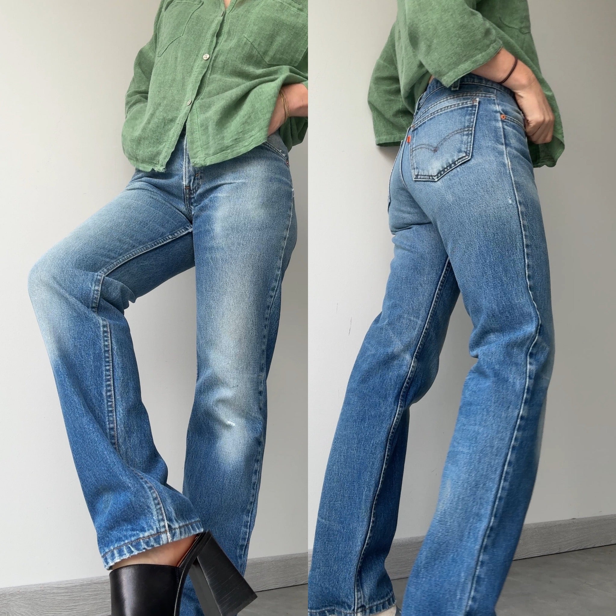 Soft W29 L31 vintage Levis 520 28/29” measured waist dark faded 520s 90s USA denim orange tab