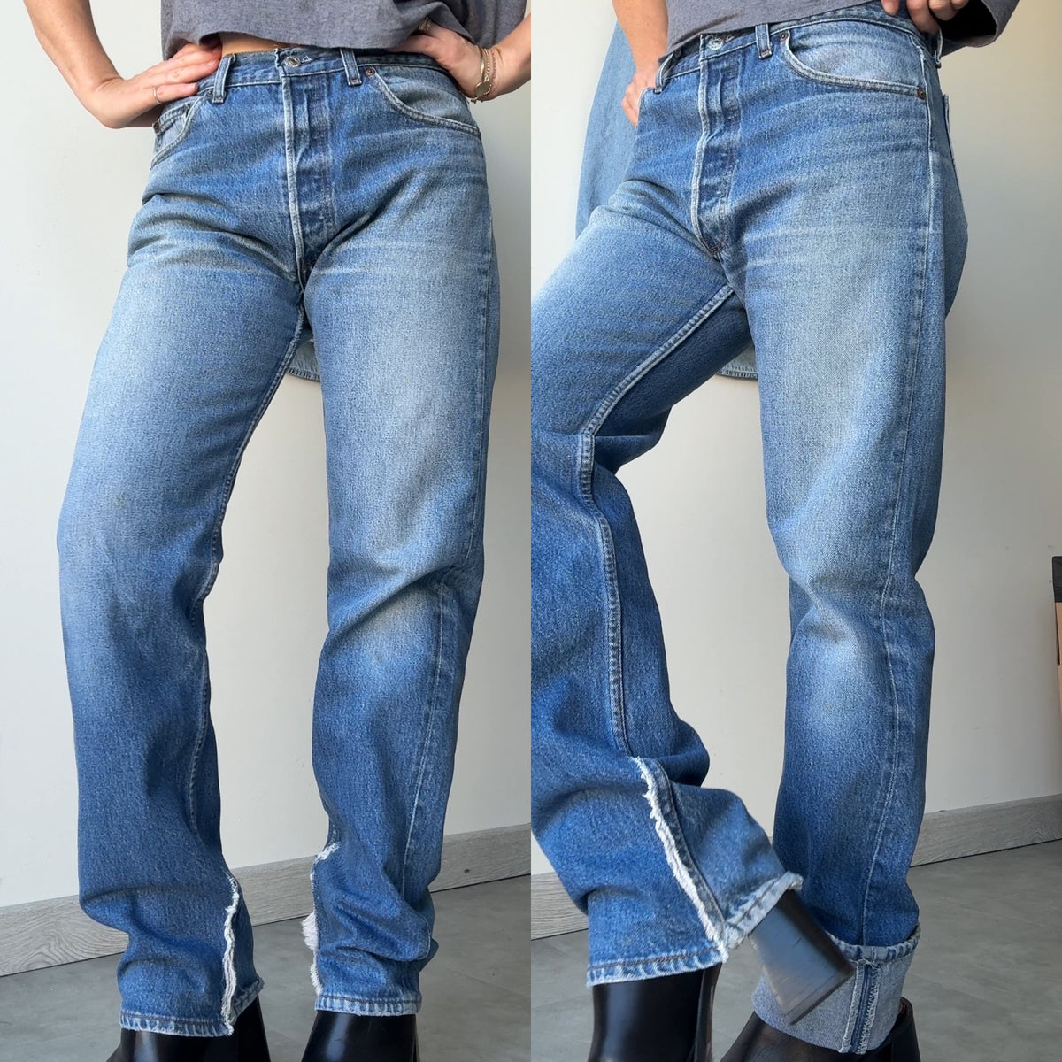 W32 L31 vintage Levis 501 dark blue faded  31/32” measured waist 501s USA