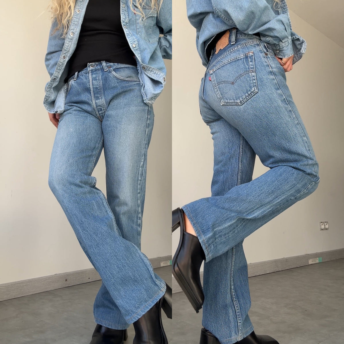 W30 L30 vintage Levis 501 dark faded blue 29/30” measured waist 501s 90s USA