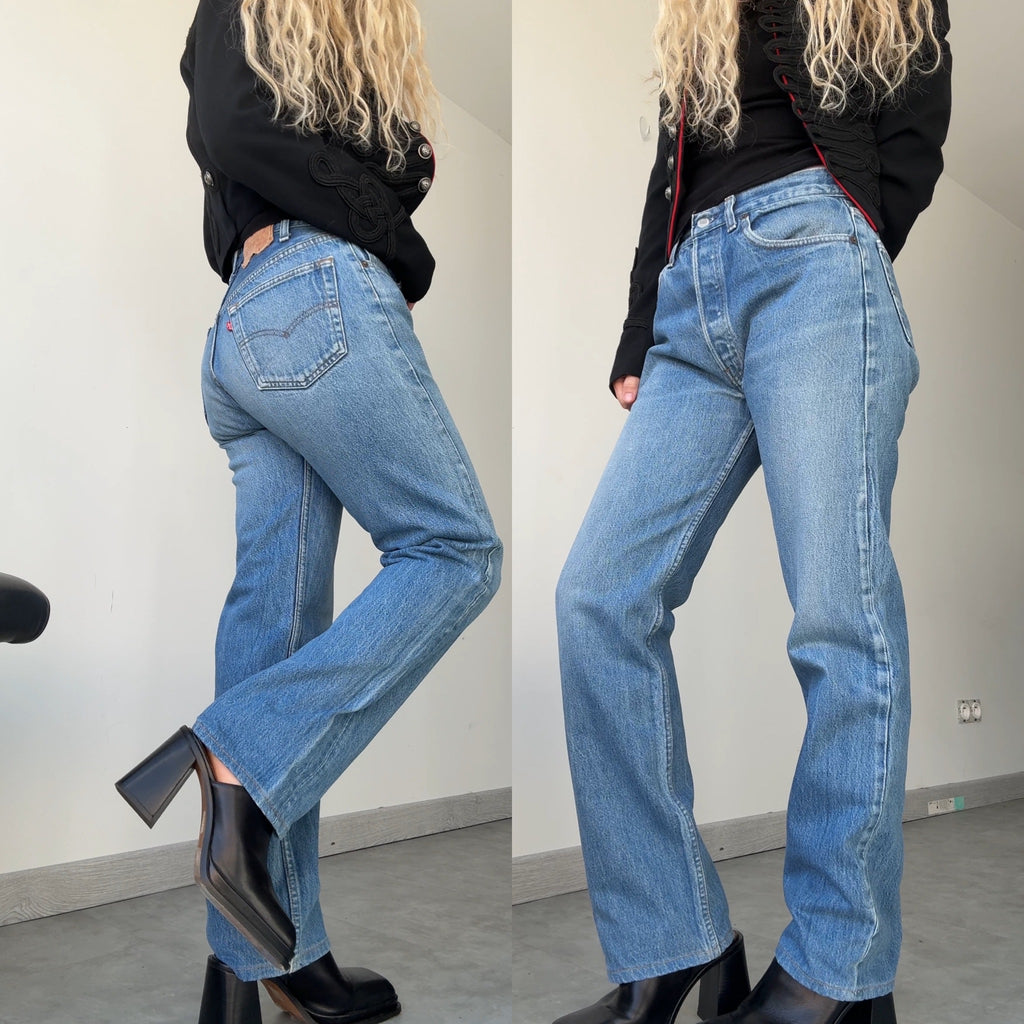 W30 L30 vintage Levis 501 dark faded blue 29/30” measured waist 501s 90s USA