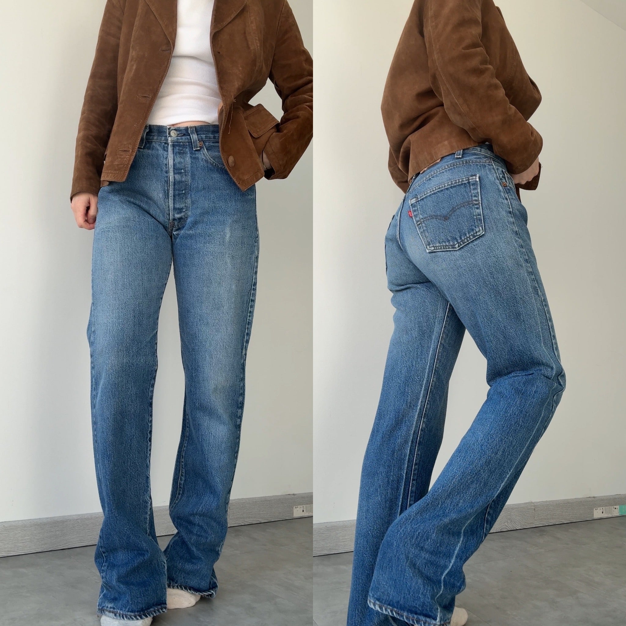 W29 L32 vintage Levis 501 28-29” measured dark faded blue denim 80’s levi’s 501s