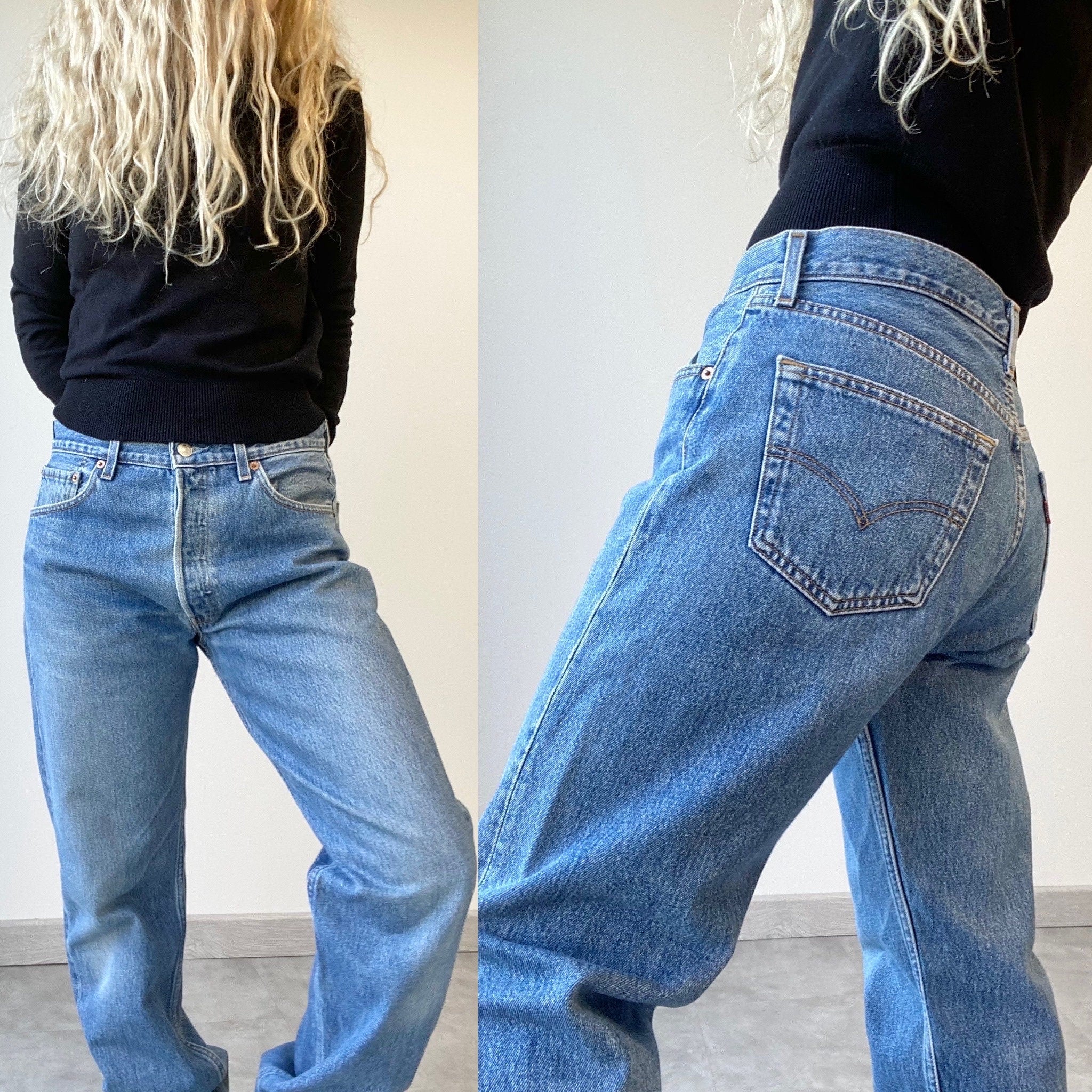 Levis 501 jeans w33 L33 raw blue faded dark blue denim 501 vintage Levi’s faded blue denim 501 vintage