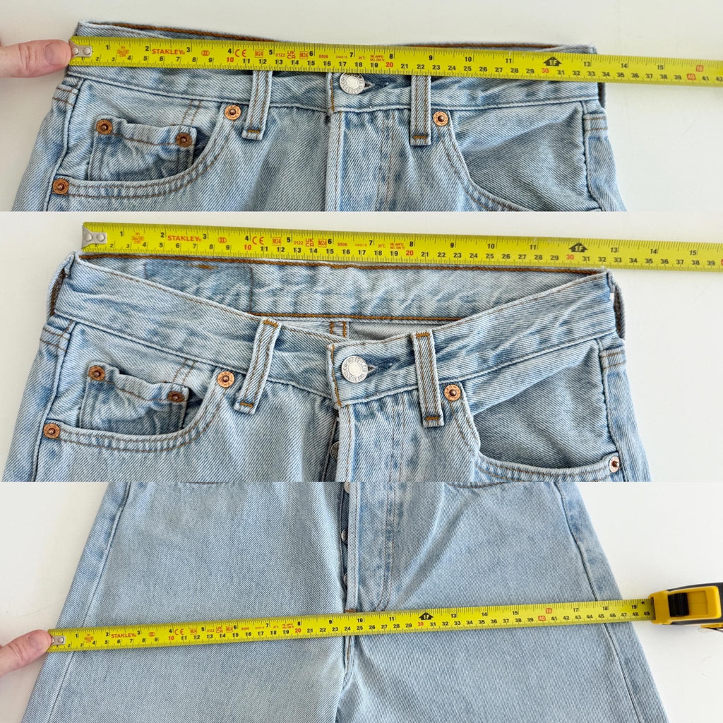 W25 L27 Levis 501 vintage 25” waist light blue 501s made in France 90s (posted weekend)