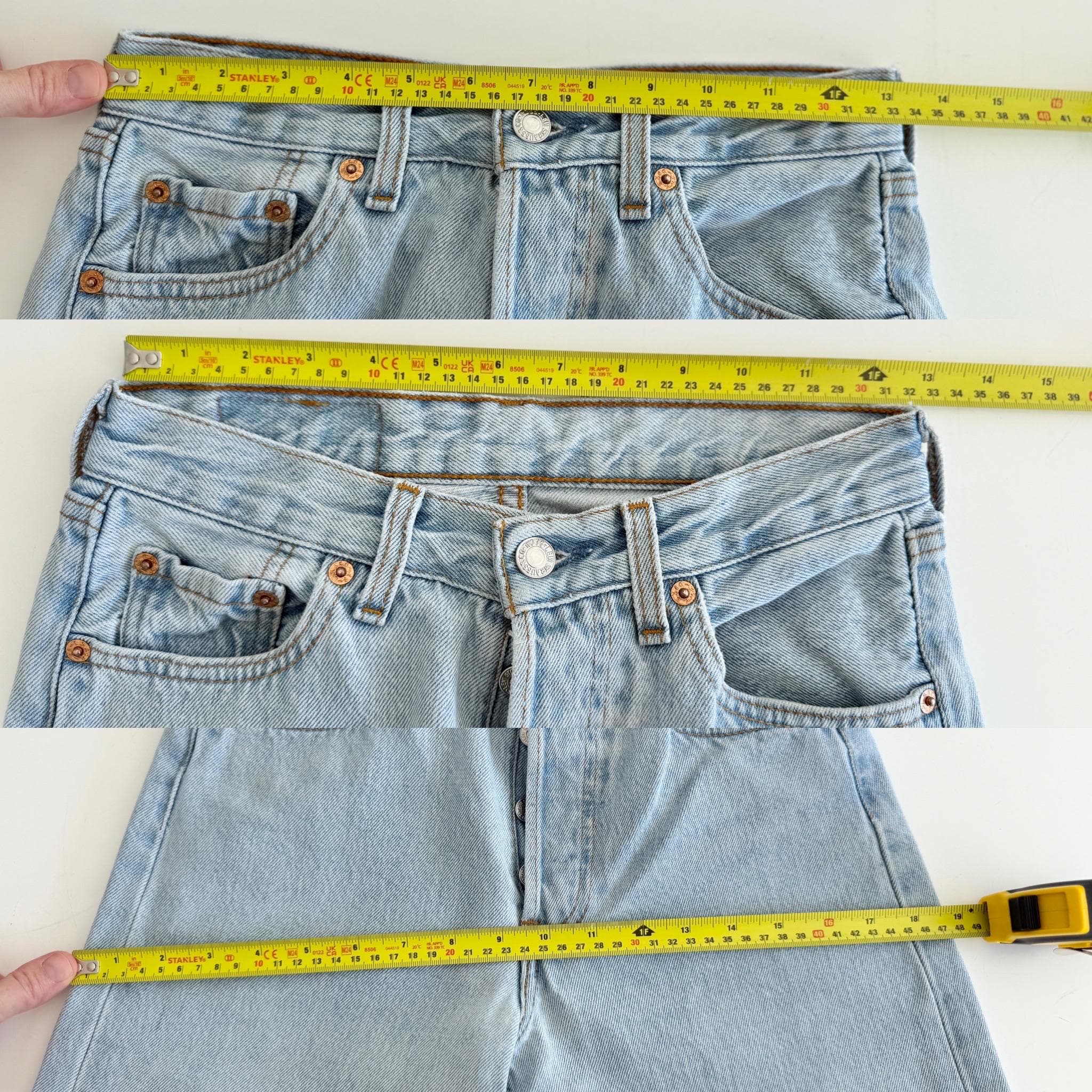 W25 L27 Levis 501 vintage 25” waist light blue 501s made in France 90s (posted weekend)