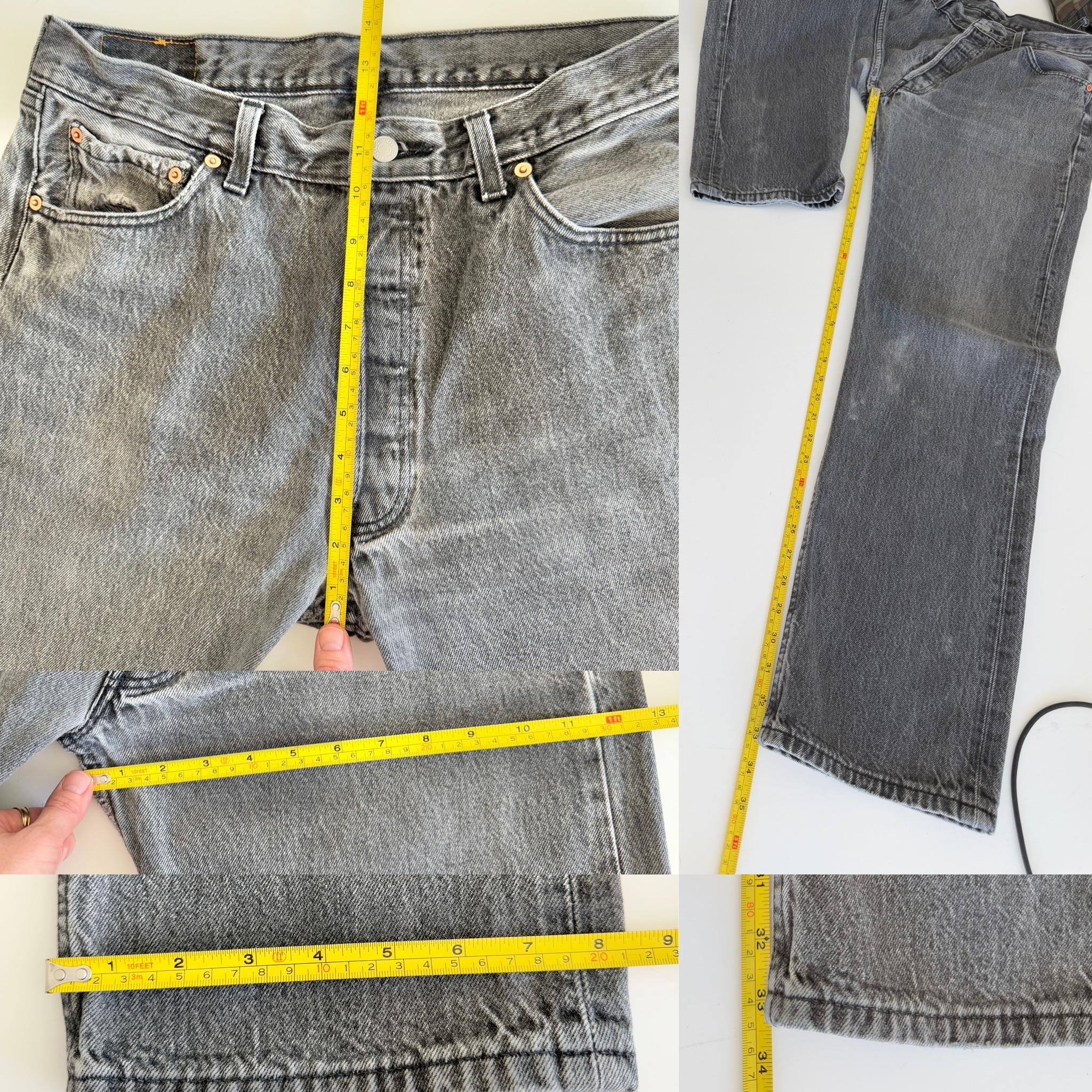 w33 L33 Levis 501 vintage faded  black 90s made in U.K. straight leg jeans 501 32”/33” waist (febuk)