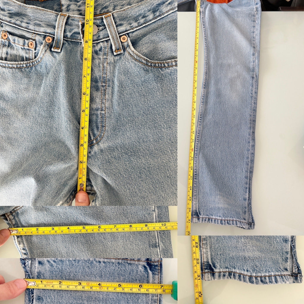 Levis 501 vintage w23 L31 Levi’s medium faded blue made in USA 90s straight leg 501 vintage Levi’s 501 for women